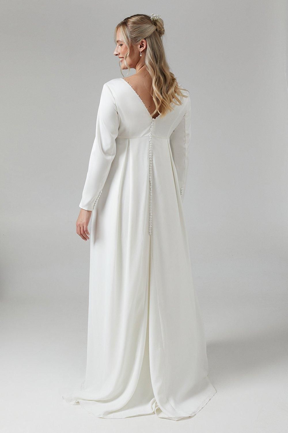 Coast Maternity Chiffon Overlayer Long Sleeve Wedding Dress Ivory image 3