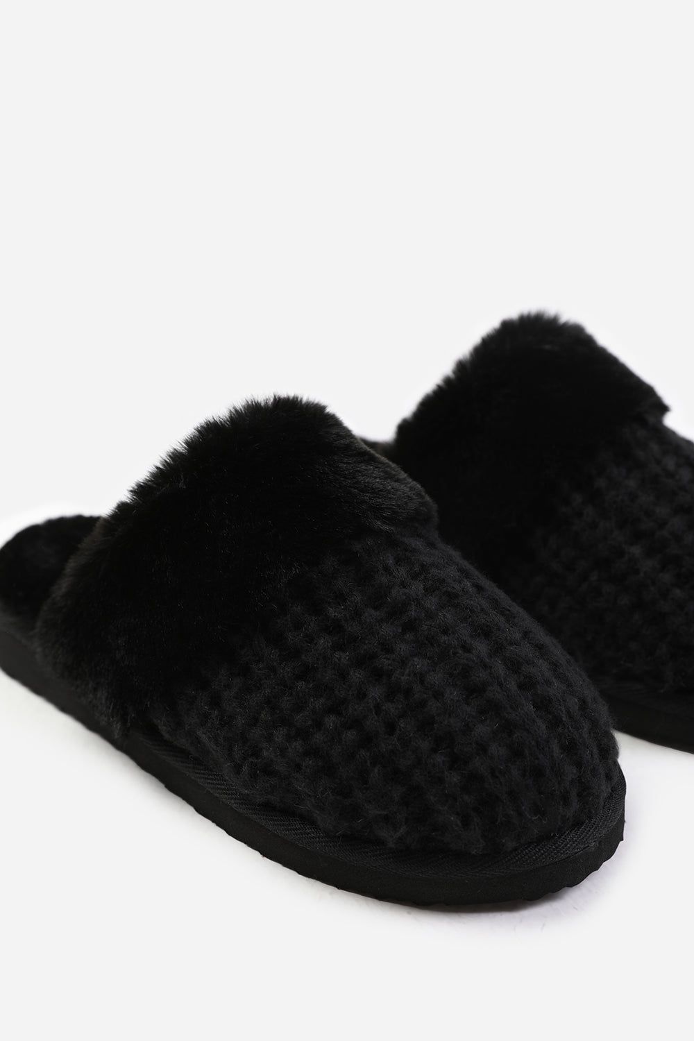 Where's That From 'Zadie' Knitted Mule Slippers With Soft Faux Fur Trim image 3