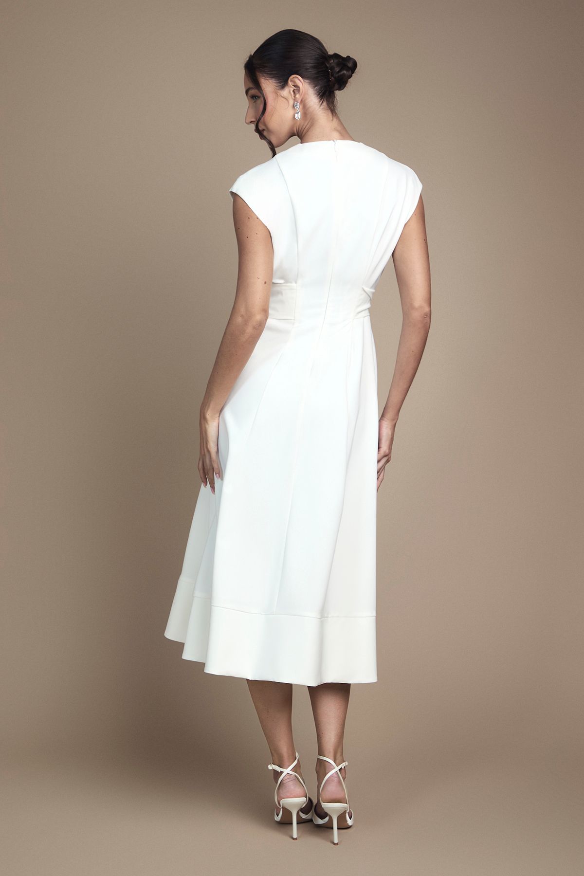 Coast Sleeveless Belted Midi Wedding Dress Ivory image 3
