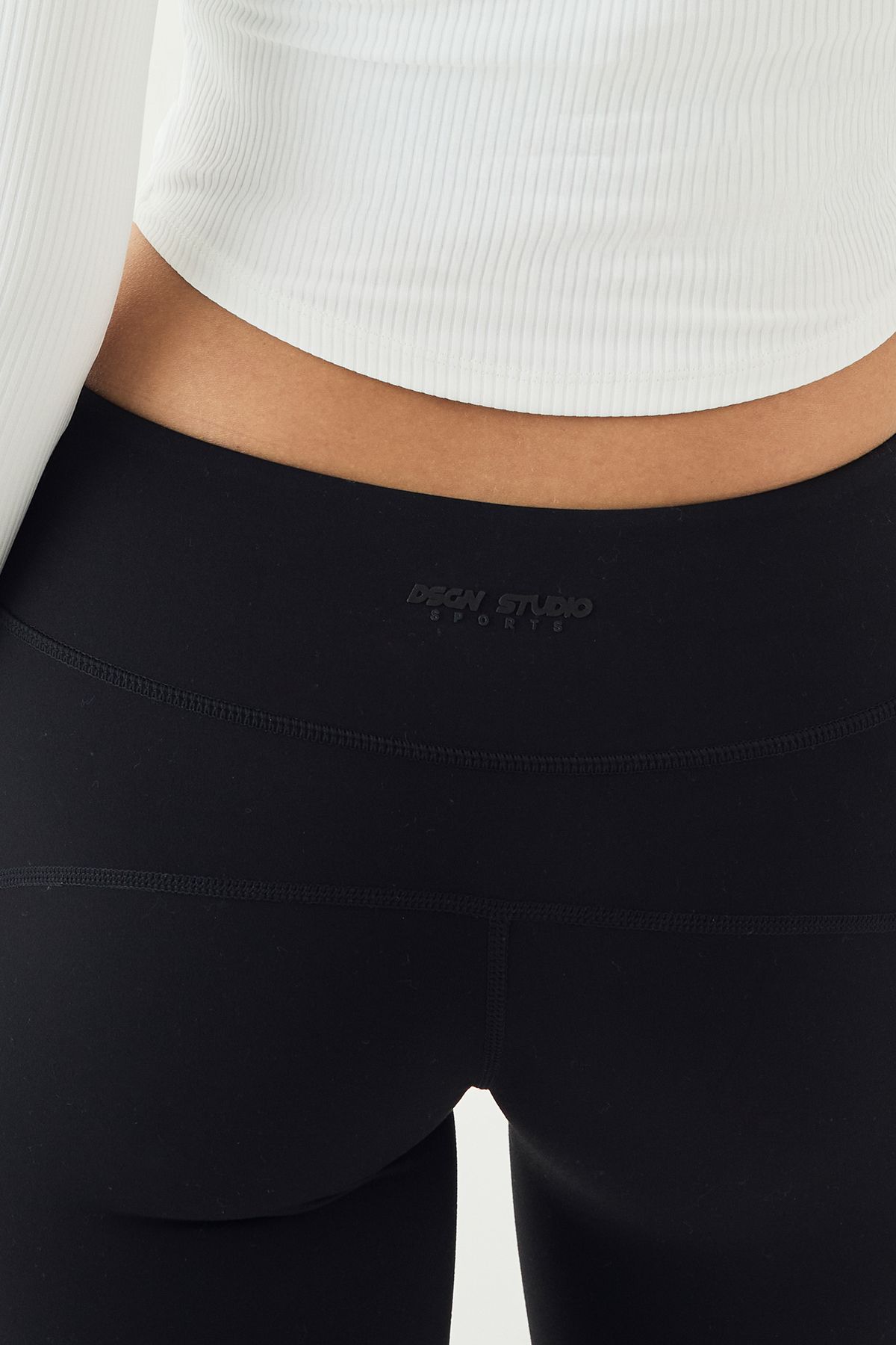 DSGN Studio DSGN Studio Ultra Sculpt Tie Waist Seam Detail Flared Yoga Pant Black image 4