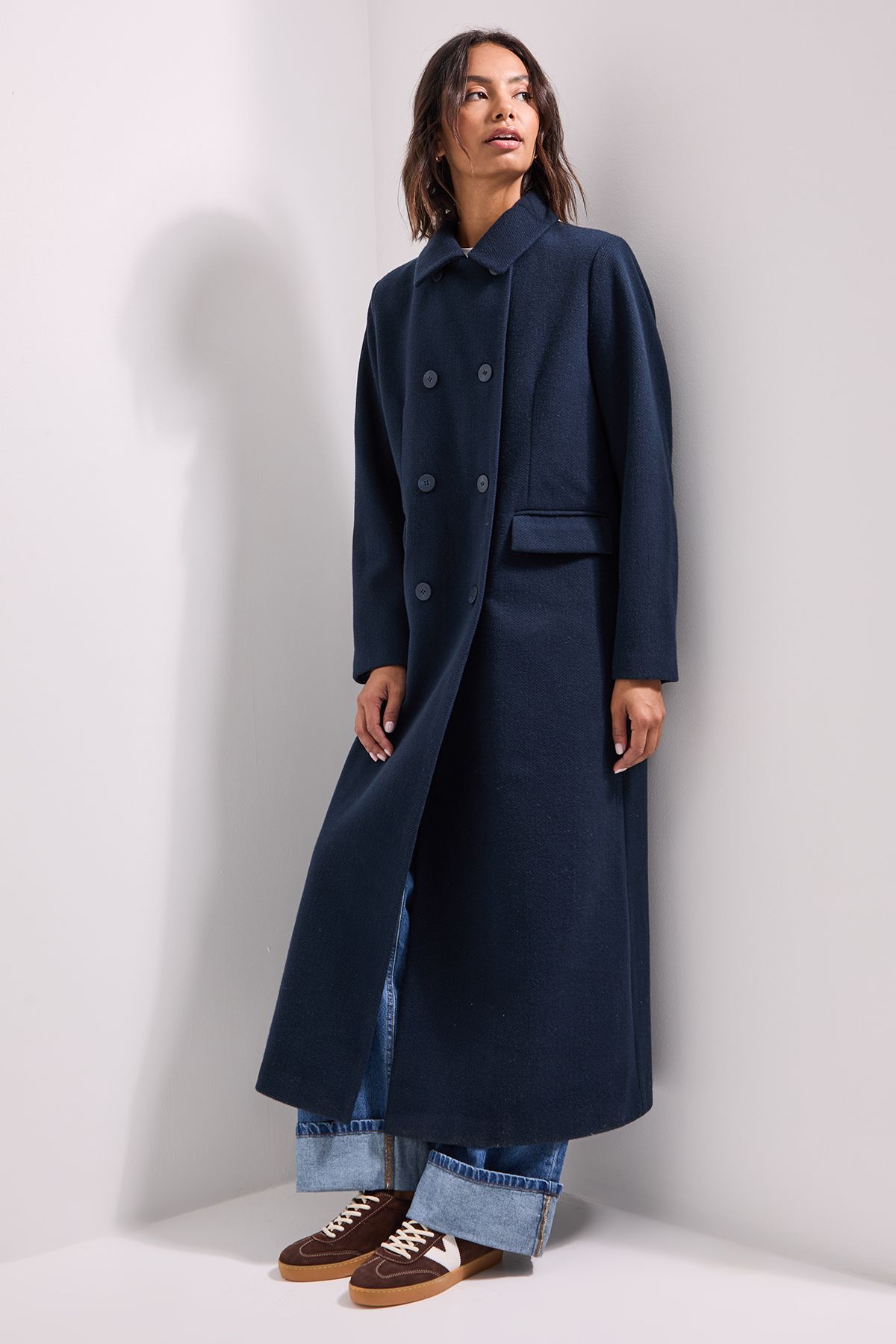 Dorothy Perkins Longline Coat Navy image 4