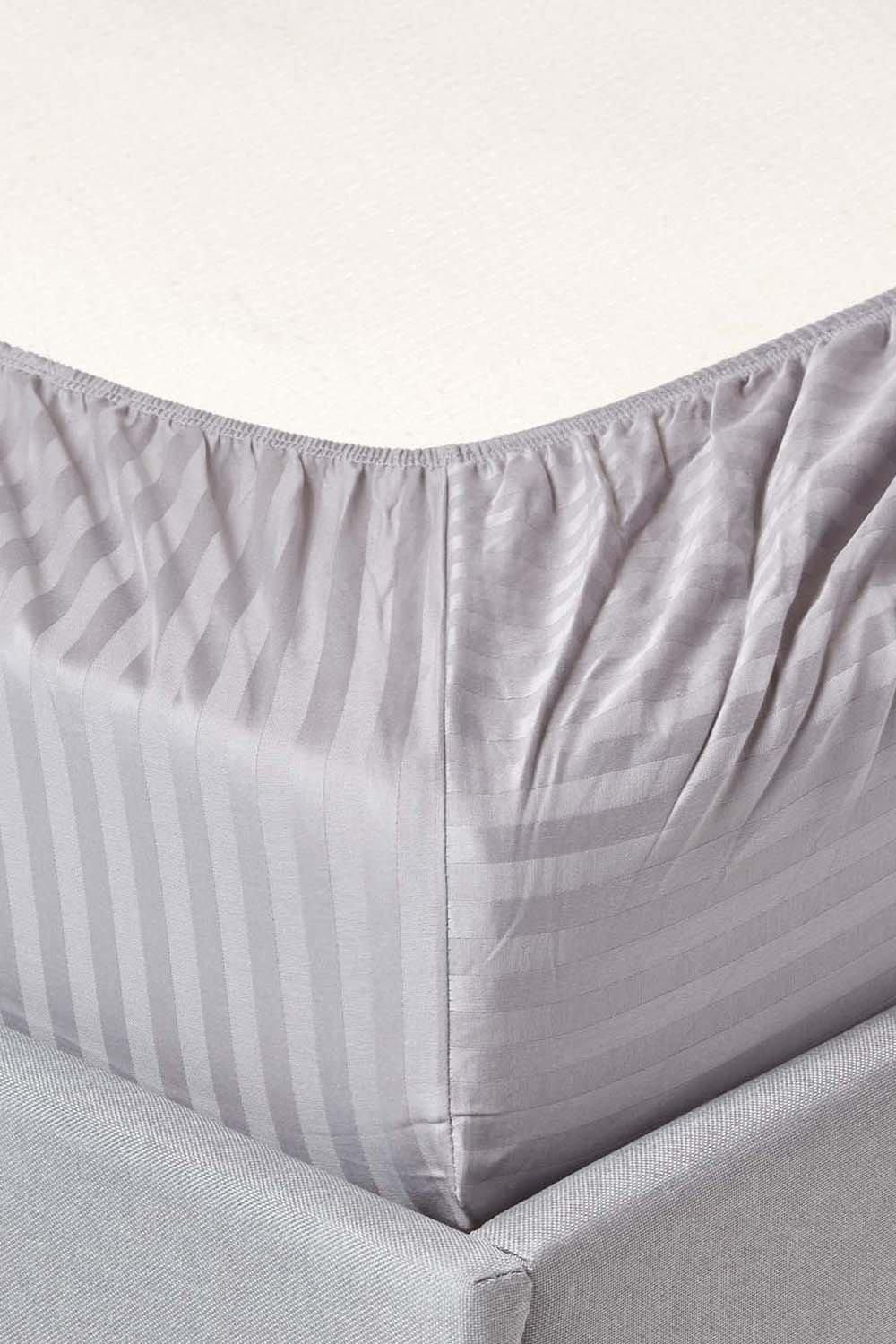 Homescapes Egyptian Cotton Satin Stripe Fitted Sheet 12 inch 330 Thread Count image 2