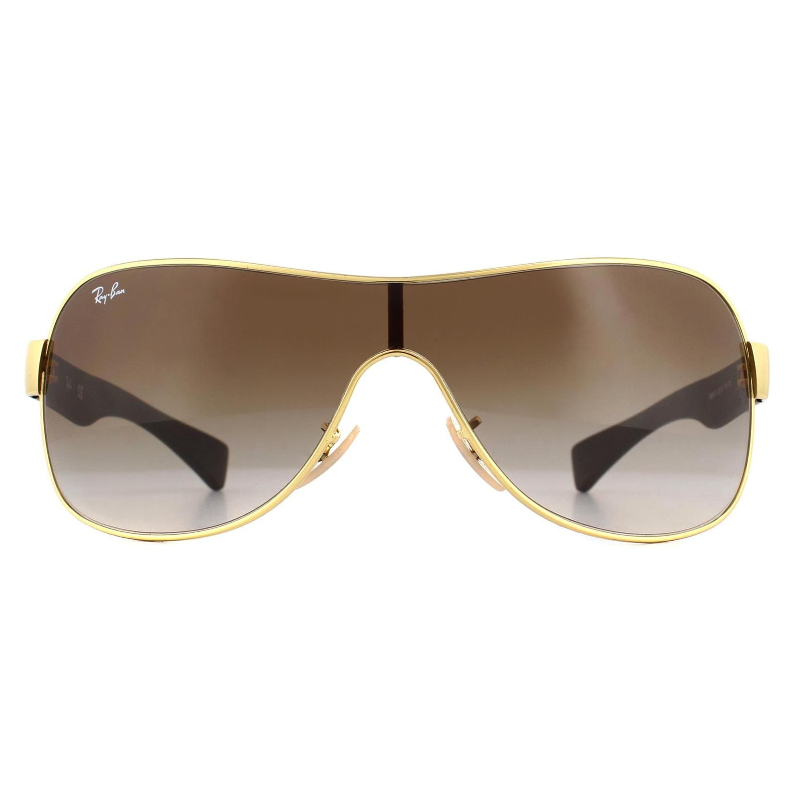 Ray-Ban Shield Gold Brown Gradient Sunglasses