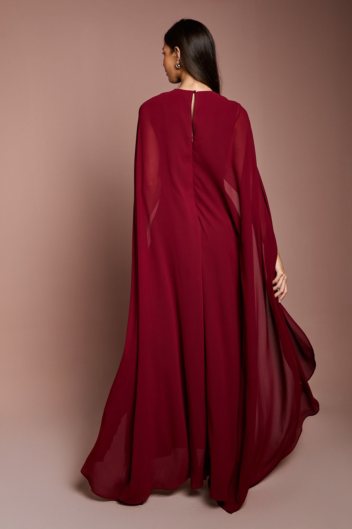 Coast Cape Sleeve Maxi Dress Wine image 3