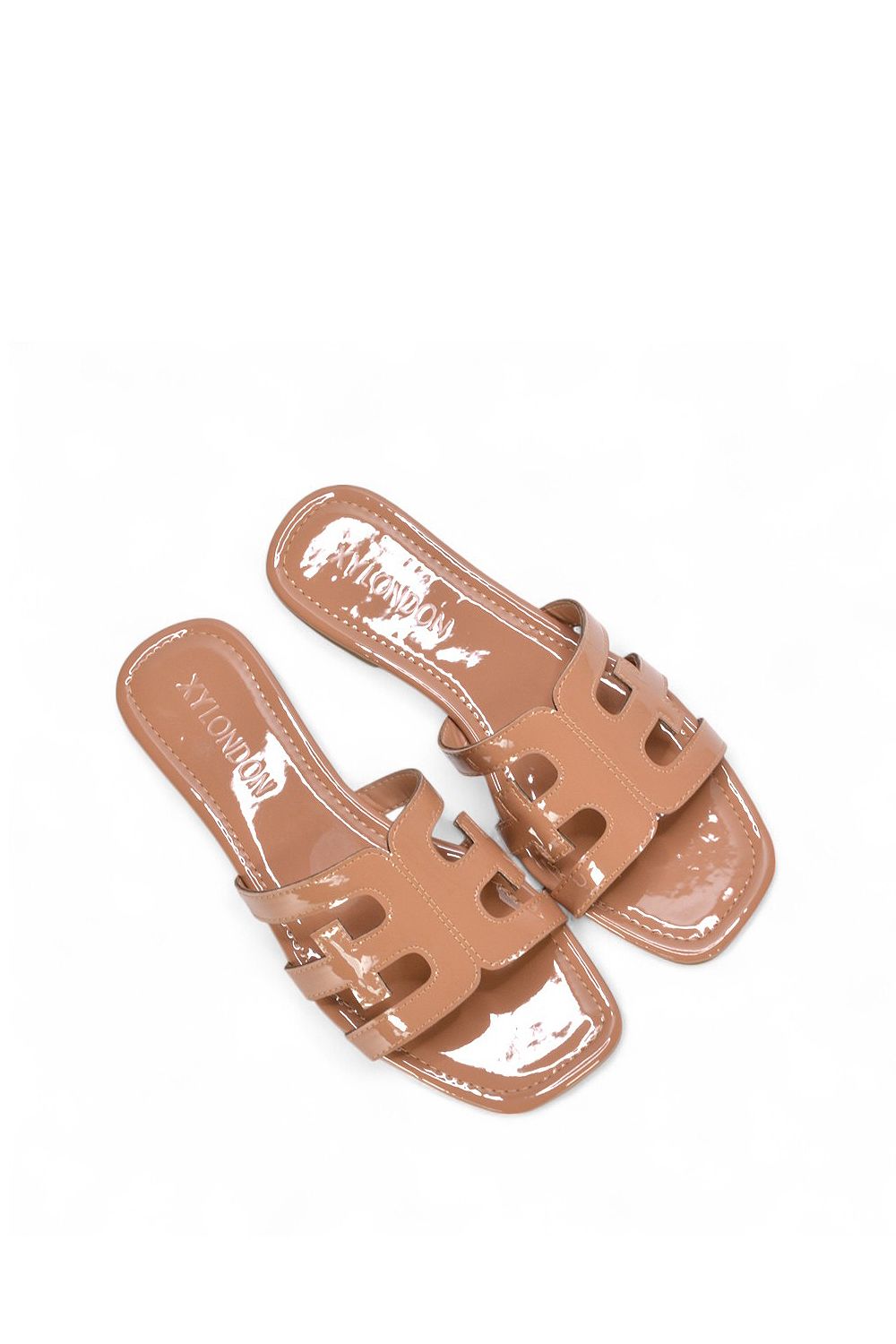 XY London 'Ellie' Square Toe Cut Out Strap Flat Sandal Slides image 5