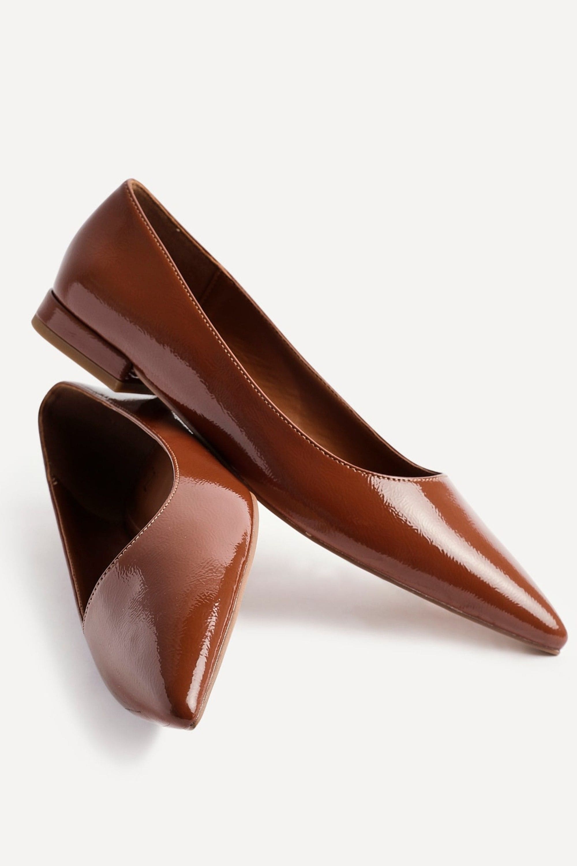 Linzi Orian Caramel Faux Leather Pointed Toe Ballet Flats image 5