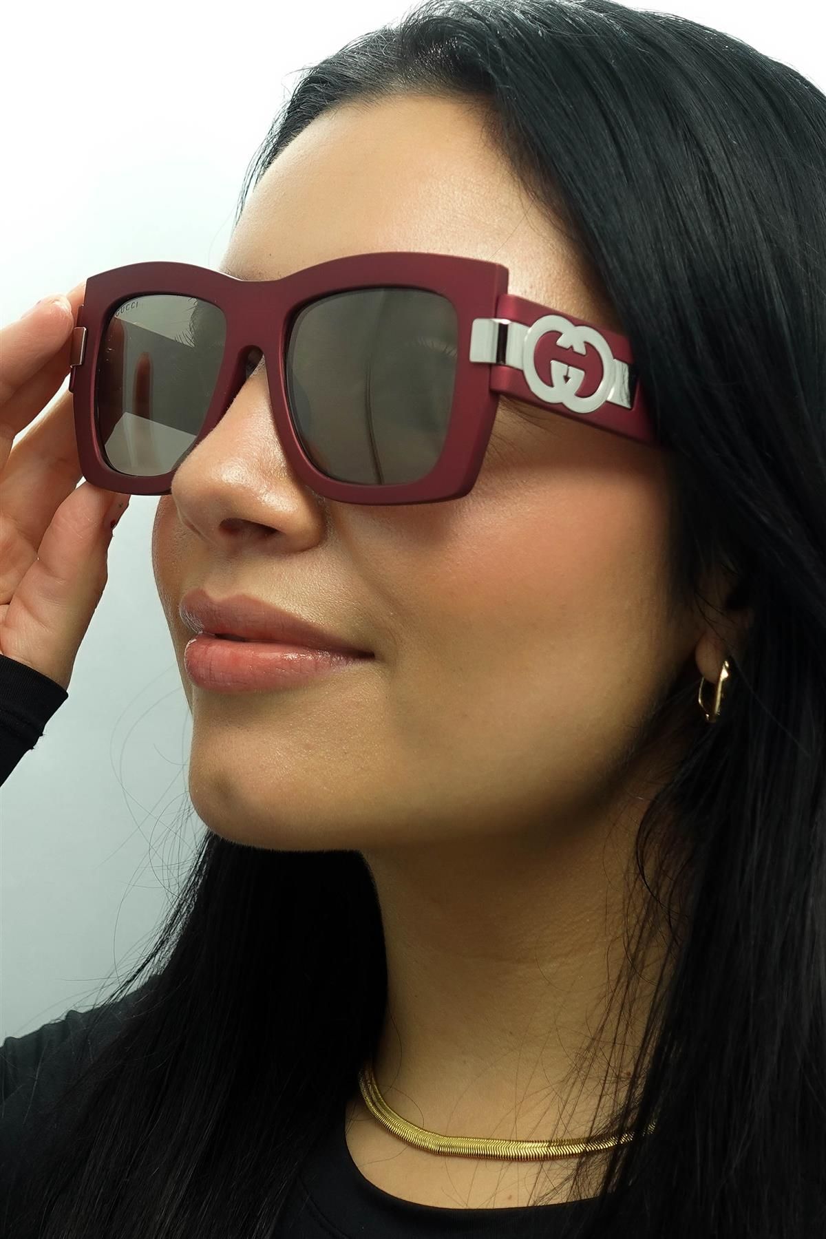 Gucci Square Red with Silver Grey with Light Silver Mirror GG1688S image 5