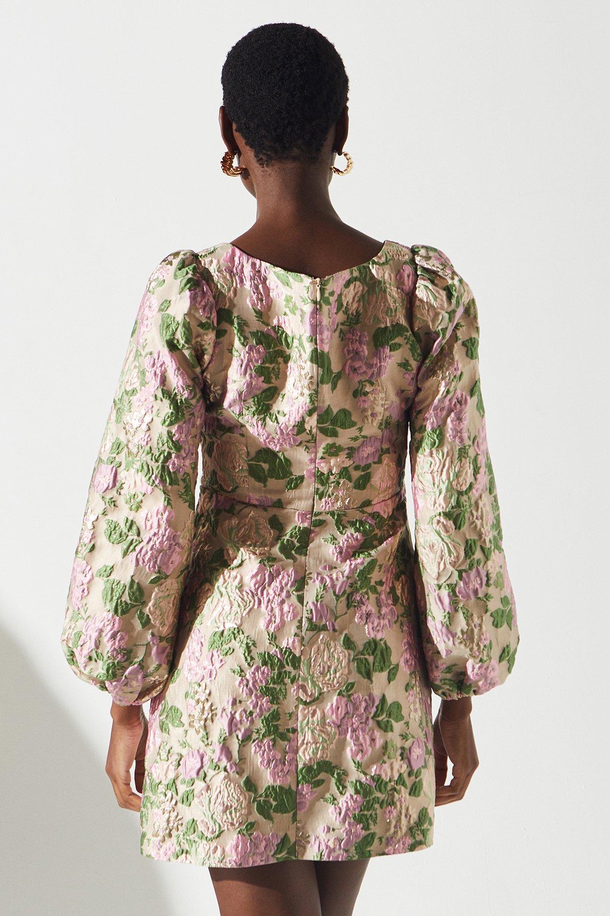 Coast Metallic Floral Jacquard Mini Dress Multi image 4