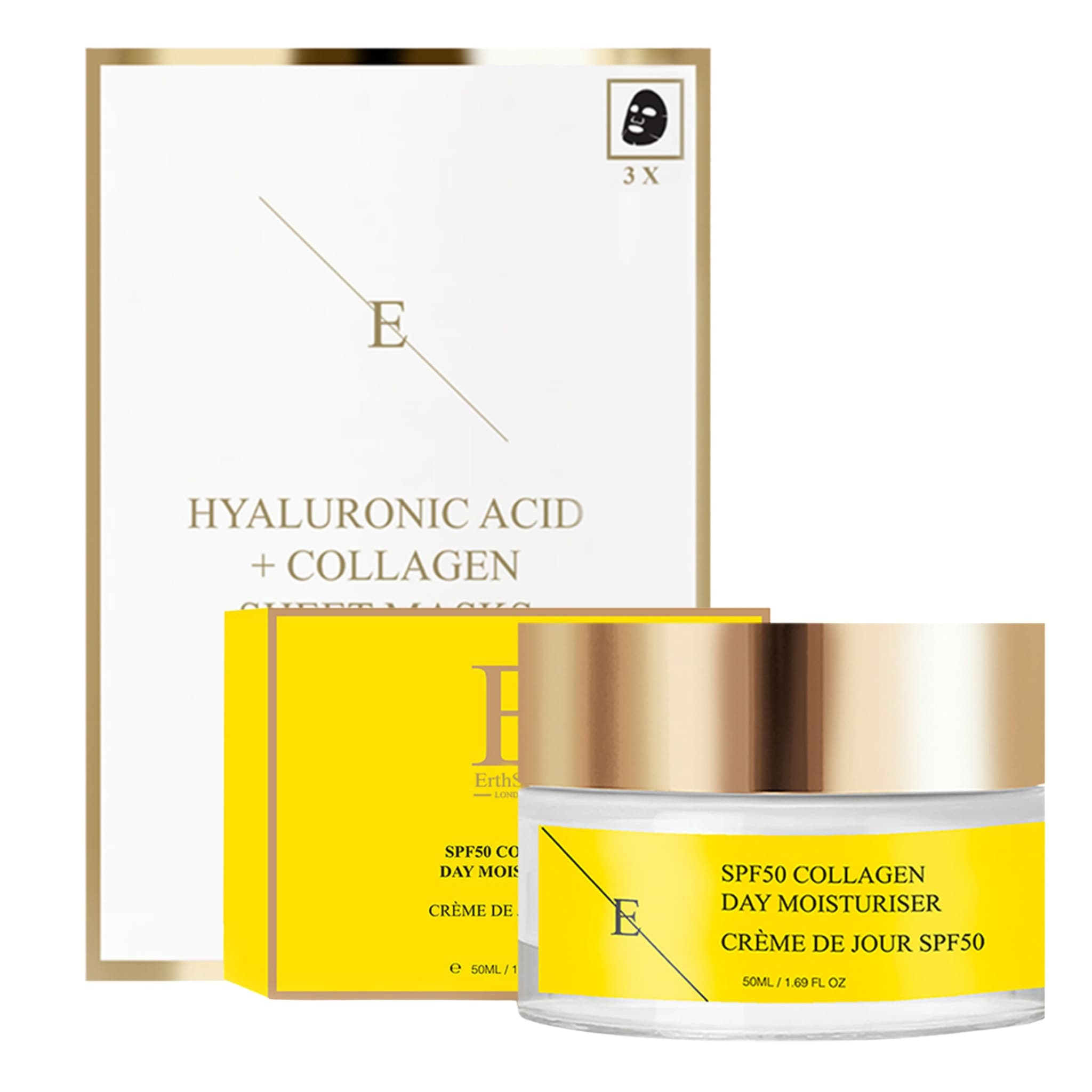 Erth Skin London Collagen Glow Set: SPF Day Cream 50ml + Hydrating Sheet Mask image 1