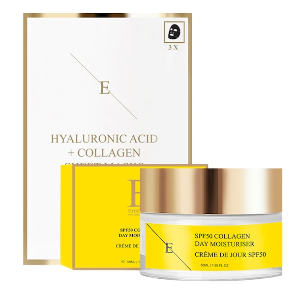 Erth Skin London Collagen Glow Set: SPF Day Cream 50ml + Hydrating Sheet Mask