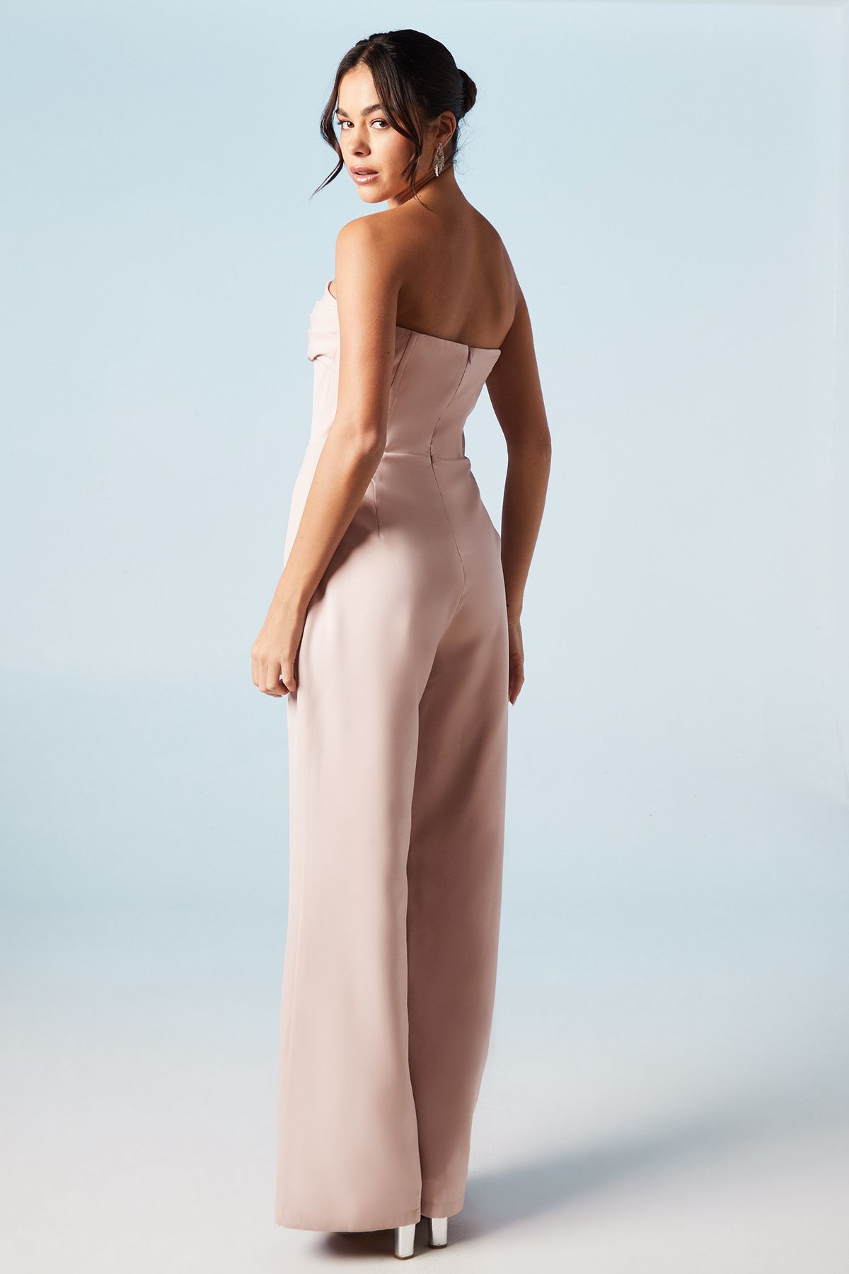 Coast Corset Detail Wide Leg Bridesmaid Jumpsuit Blush image 3