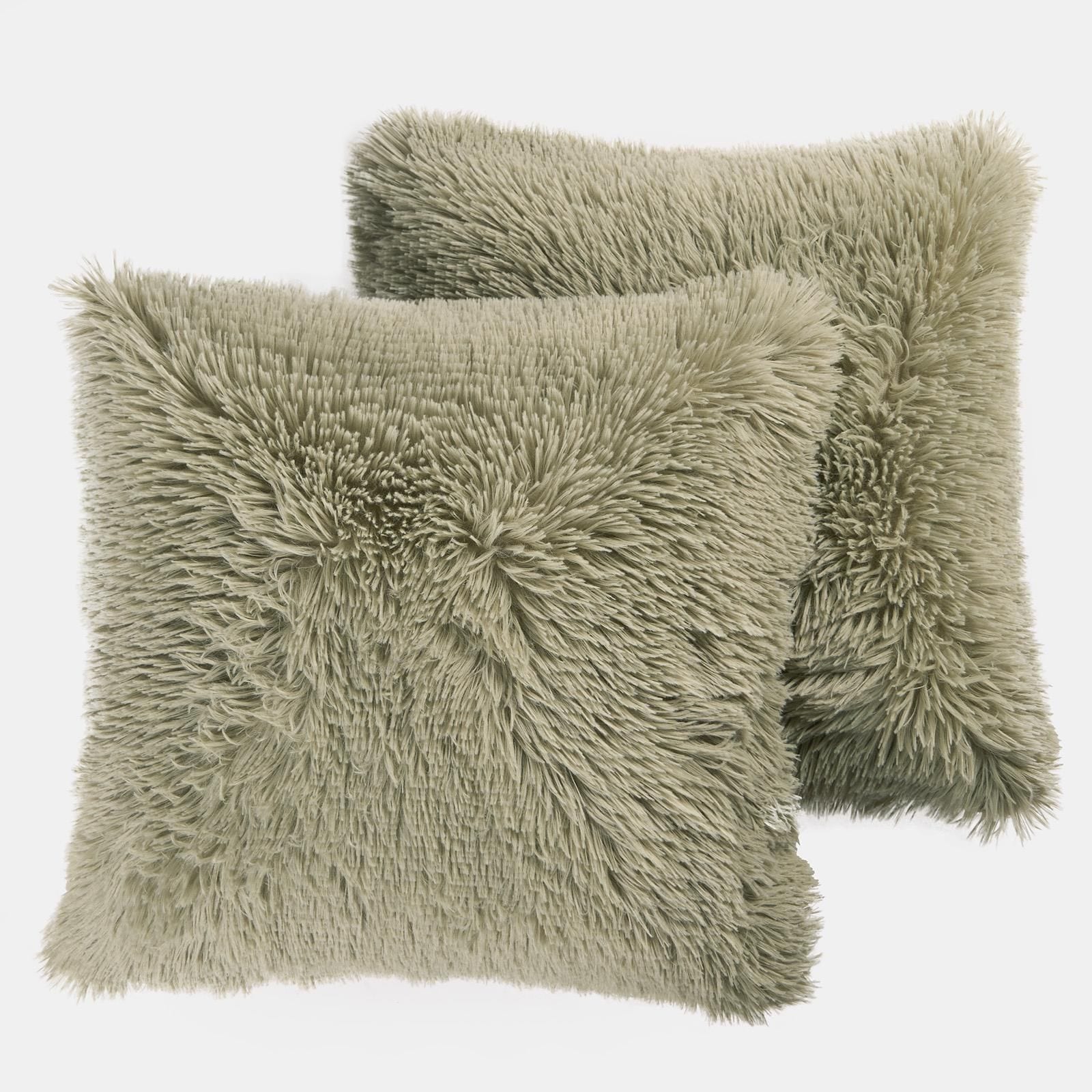 OHS Set of 2 Fluffy Shaggy Square Cushion Covers image 5