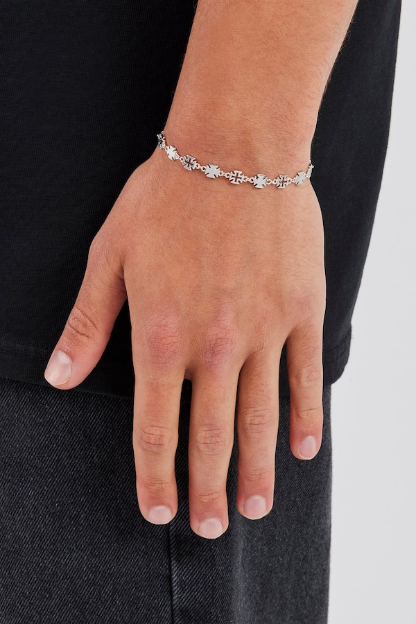 Cernucci Polished Cross & Outline Connecting Bracelet - 6mm