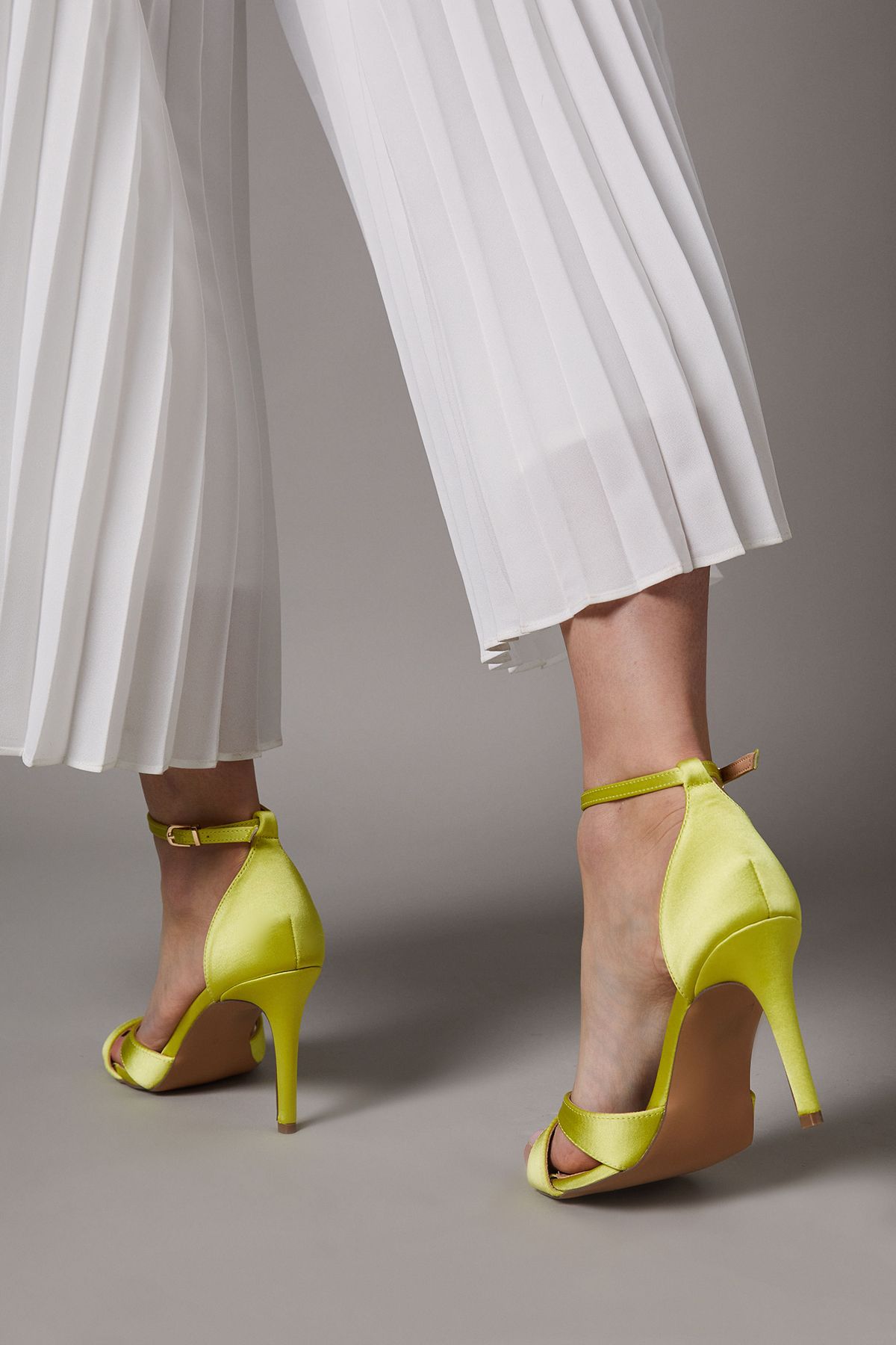 Coast Chartreuse Cadenza Satin Cross Strap High Stiletto Heel