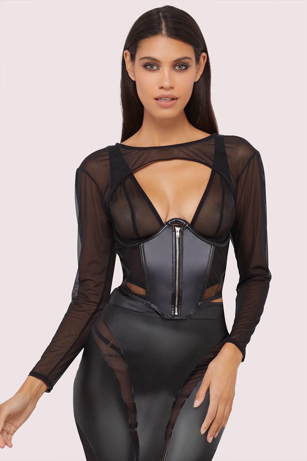 Playful Promises Maeve Black Vegan Leather 'Underbust Corset' image 4