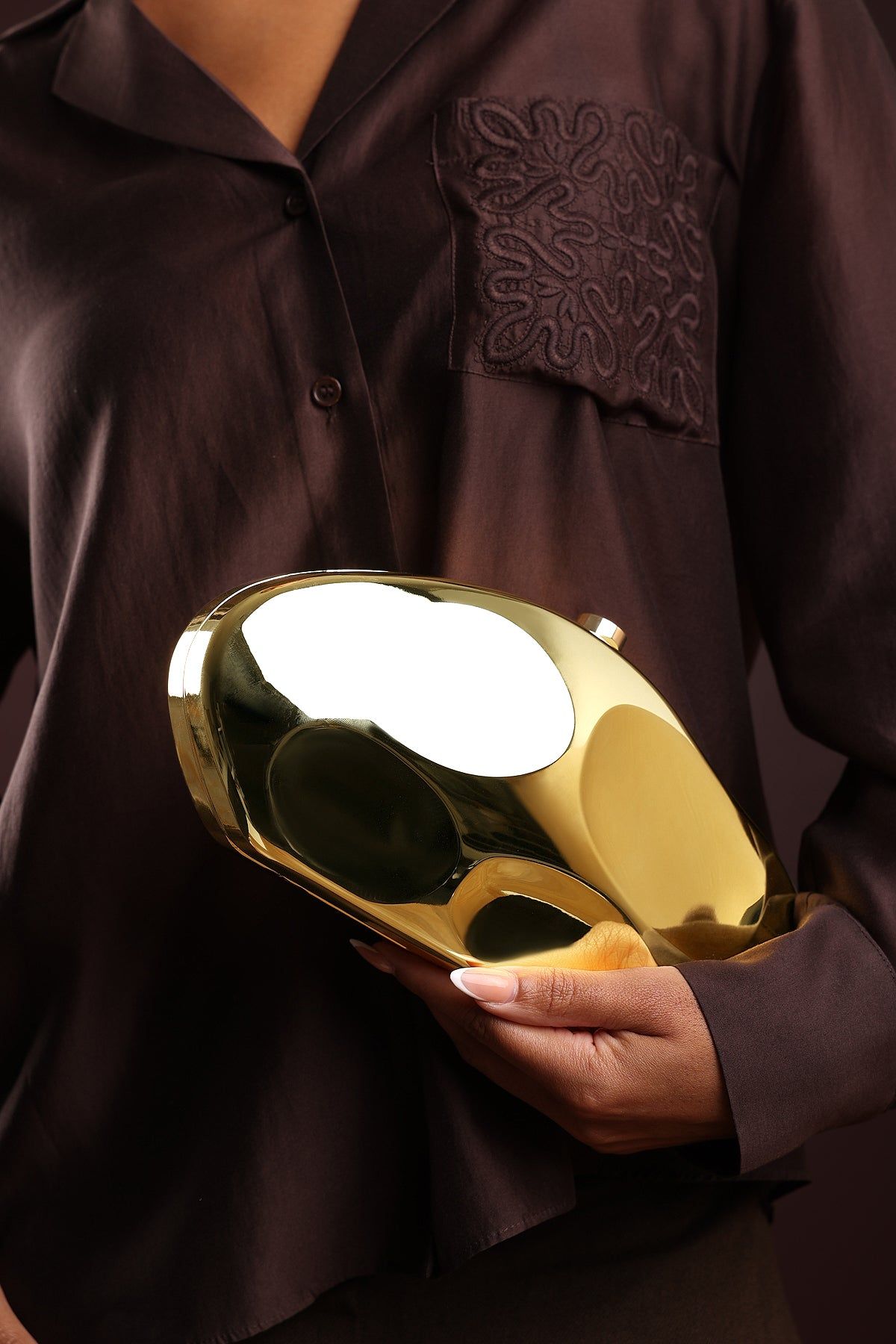 Where's That From 'Nude' Sculpted Evening Clutch Bag