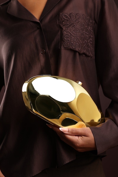 Where's That From 'Nude' Sculpted Evening Clutch Bag