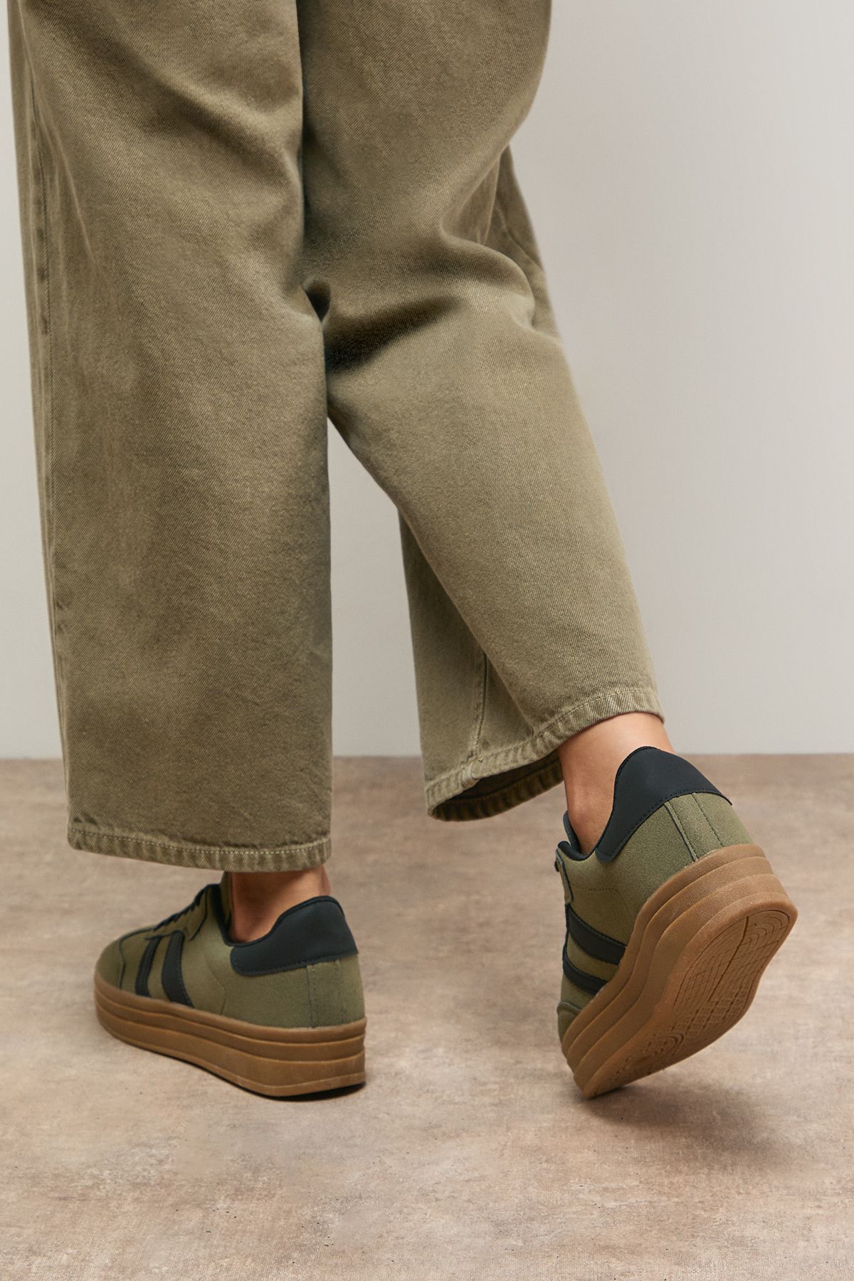 Oasis Isla Faux Suede Lace Up Platform Trainers Navy image 4