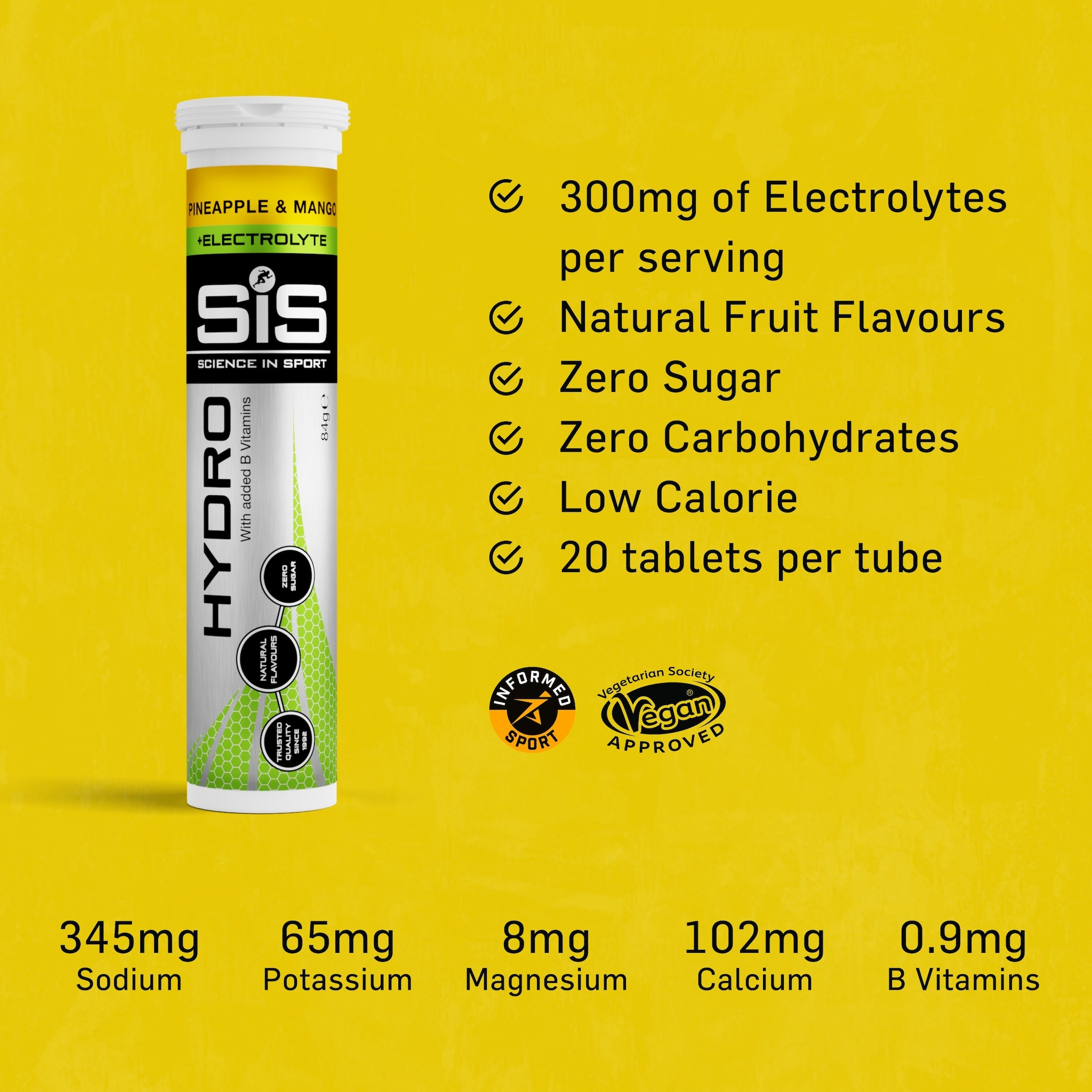 Science in Sport Hydro Tabs + Electrolytes | Pineapple & Mango - 20 Tablets image 2