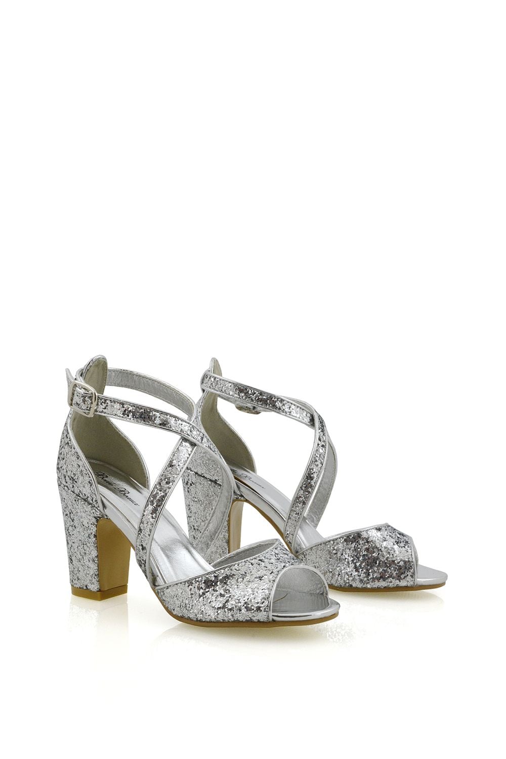 XY London 'Harlow' Cross Over Strappy Buckle Peep Toe Block High Heels image 4