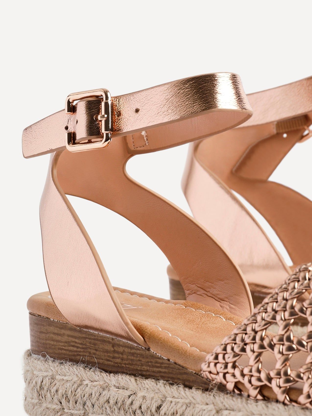 Linzi Sundown Rose Gold Faux Leather Handwoven Espadrille Flatform Sandal image 4