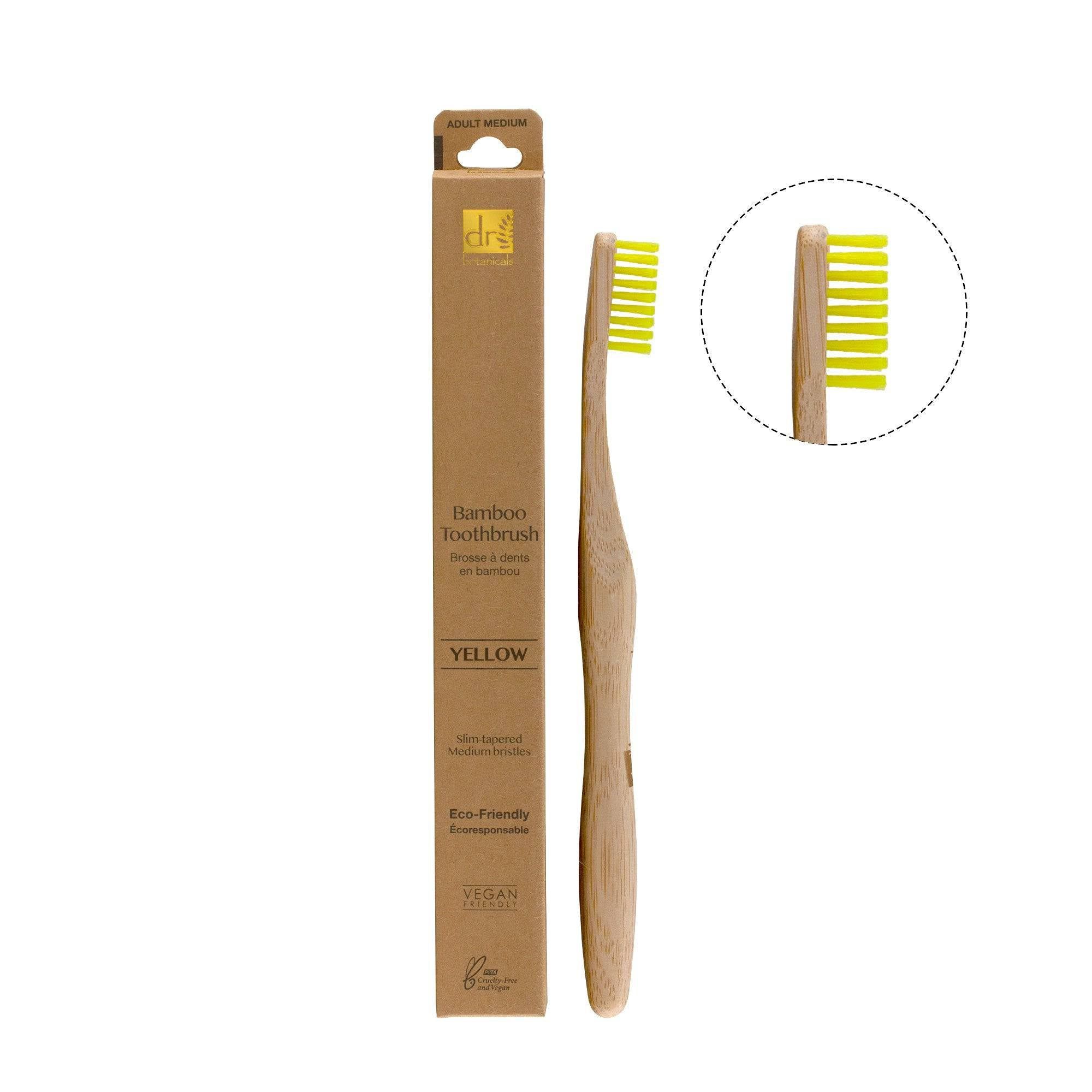 Dr. Botanicals Bamboo Toothbrush Yellow x 2 Duo Pack image 2