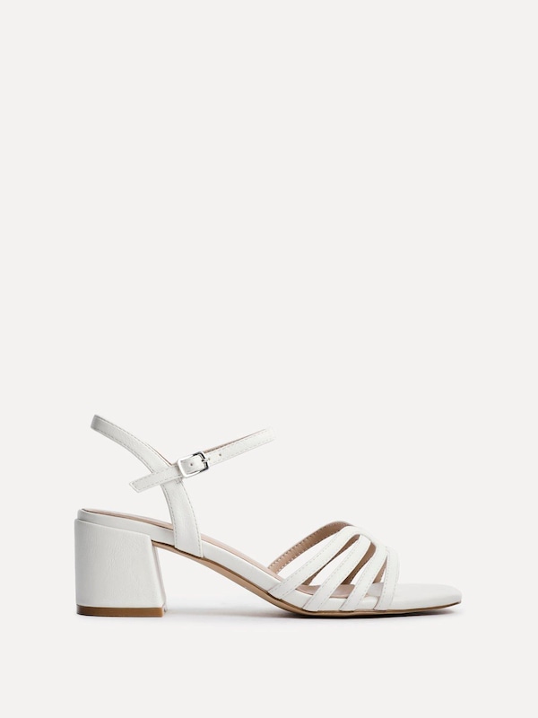 Linzi Adira White Faux Leather Strappy Heeled Sandals