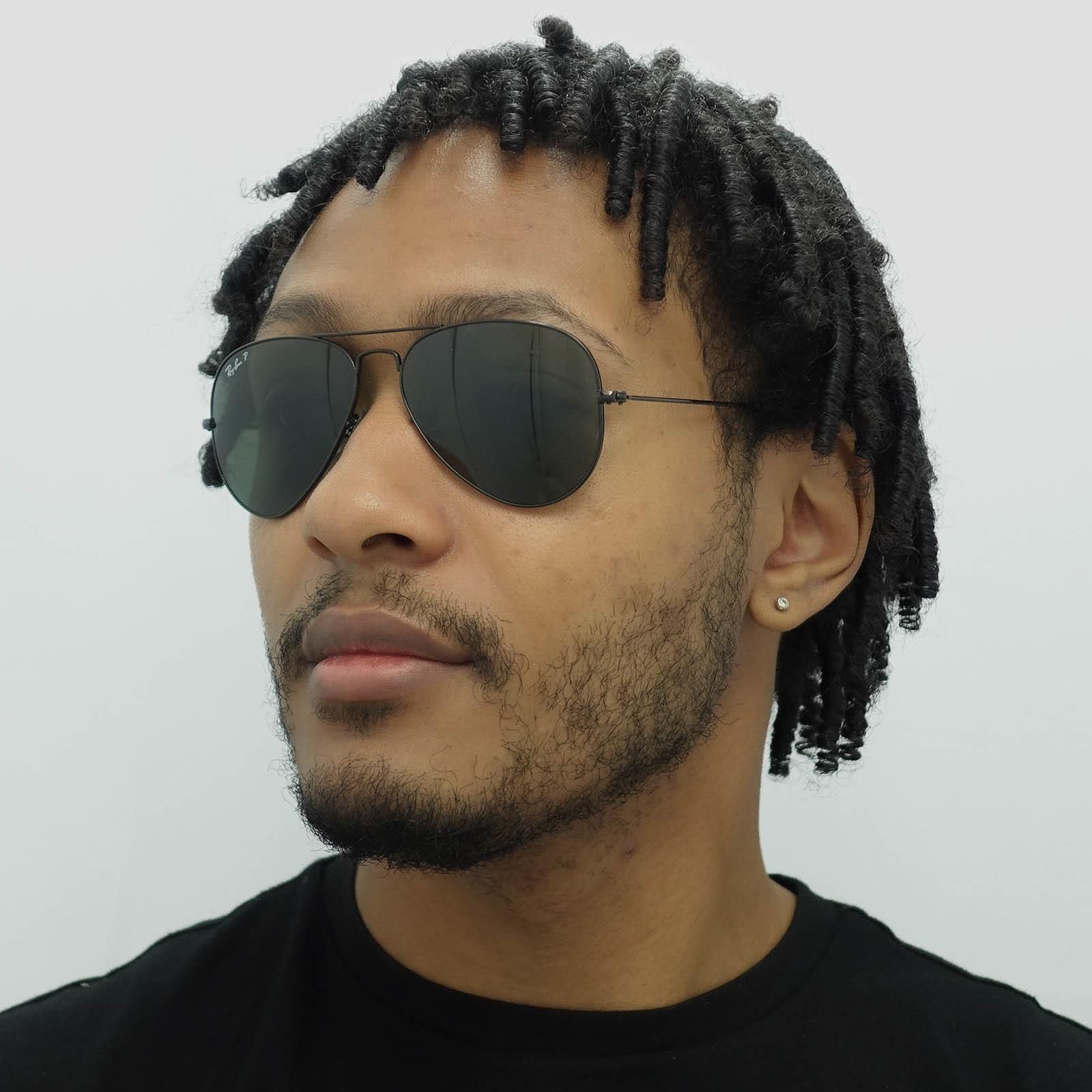 Ray-Ban Aviator Black Green Polarized Aviator 3025 Sunglasses image 5