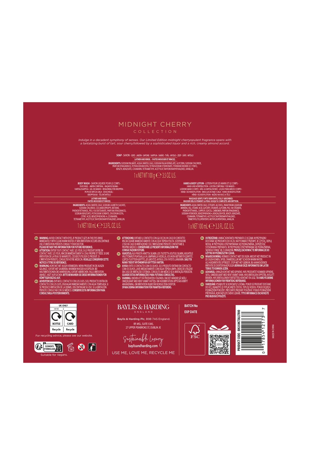 Baylis & Harding Midnight Cherry Make Me Sparkle Bathing Gift Set Multi image 8