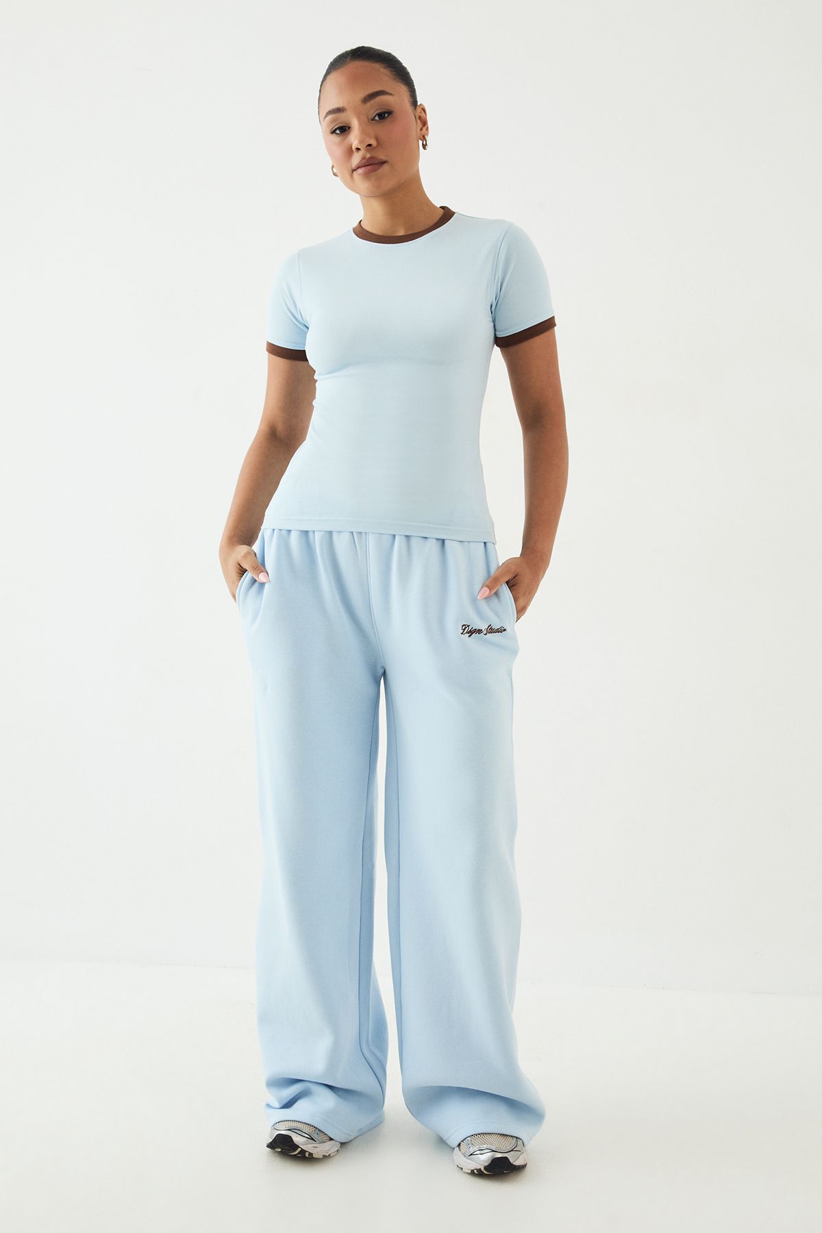 DSGN Studio DSGN Studio Contrast Fitted T-Shirt Light Blue image 3