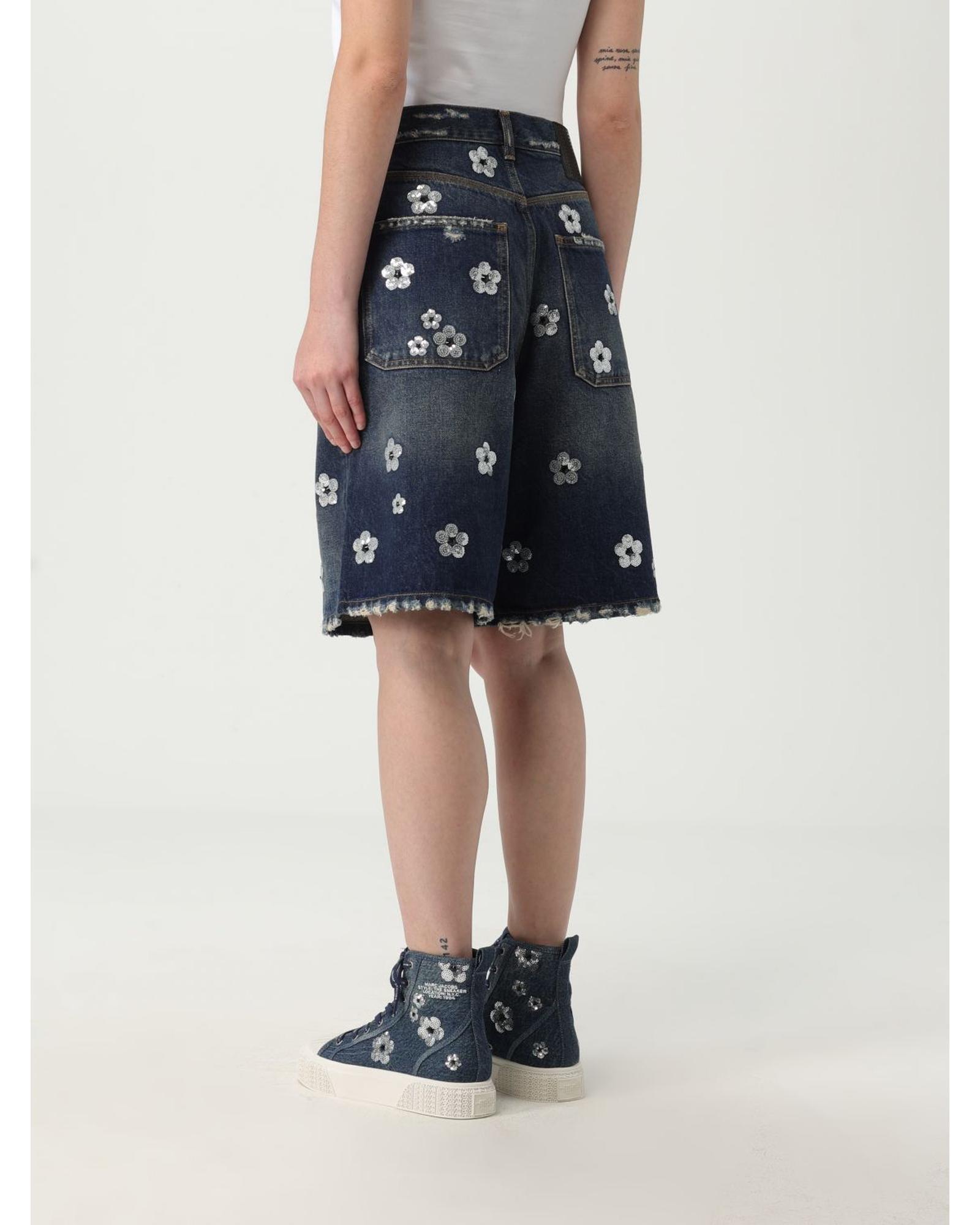Marc Jacobs Sequin Flower Denim Shorts Wo - Blue image 3