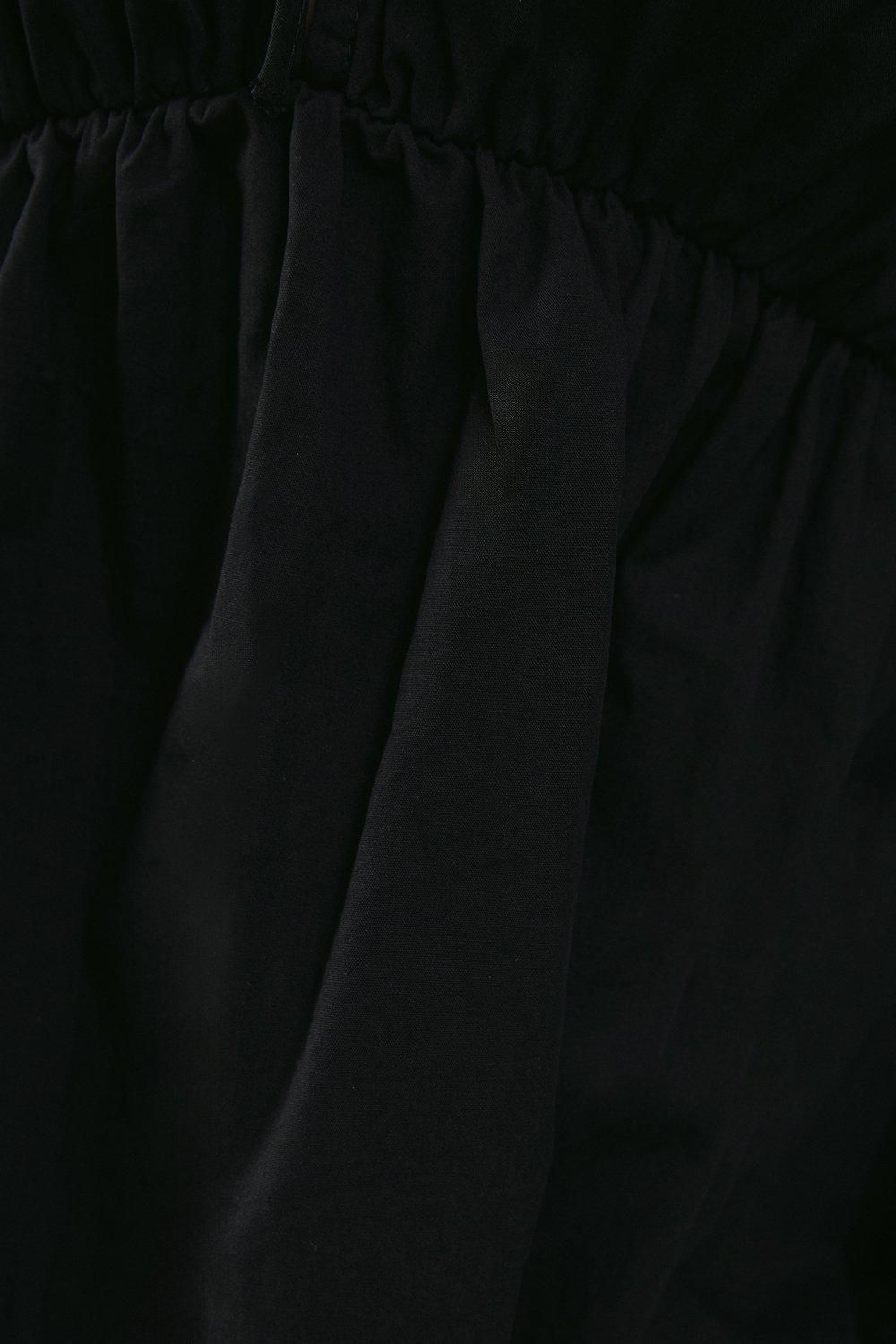 Warehouse Cotton Tie Front Volume Sleeve Blouse Black image 5