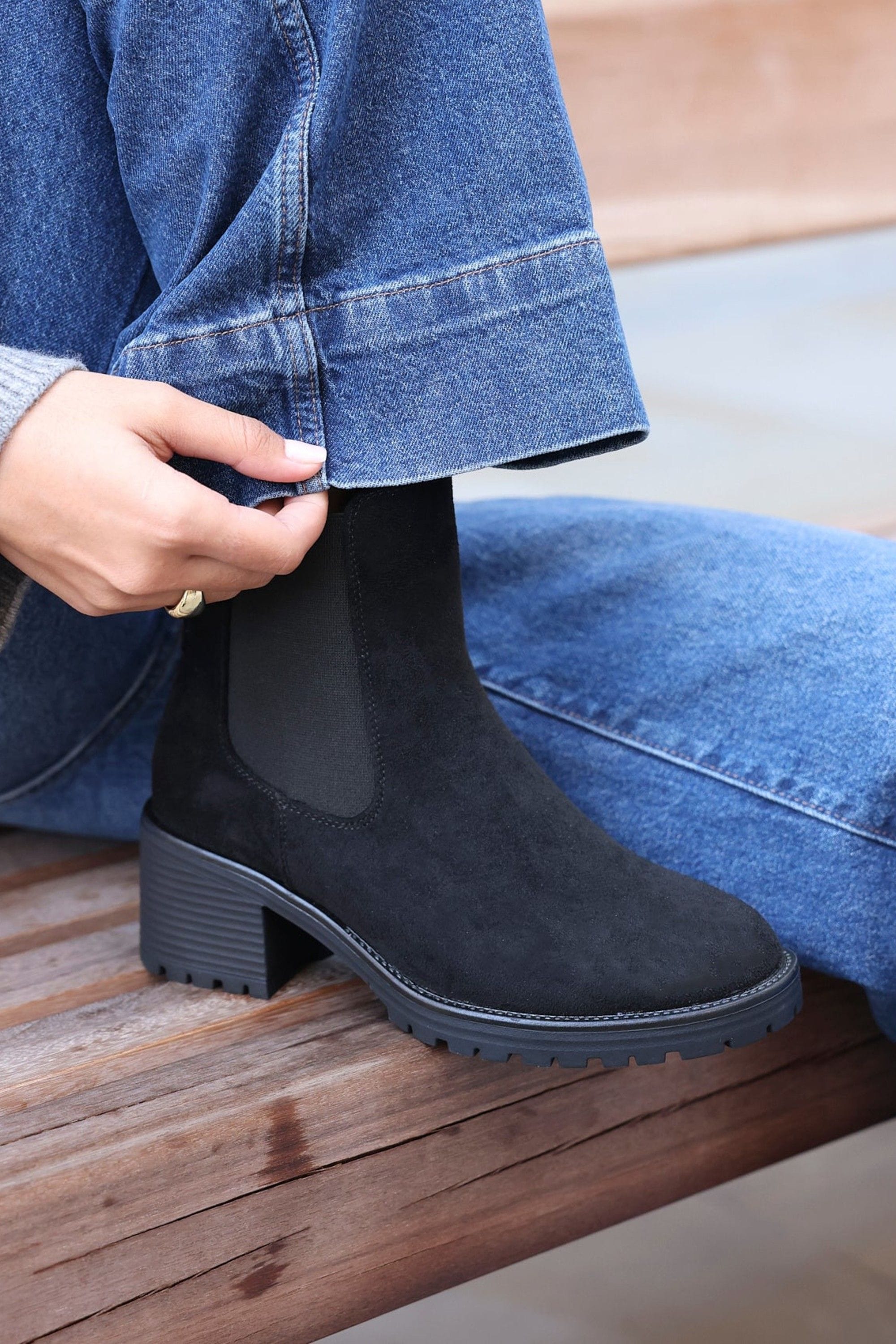 Linzi Path Black Faux Suede Chelsea Boot image 2