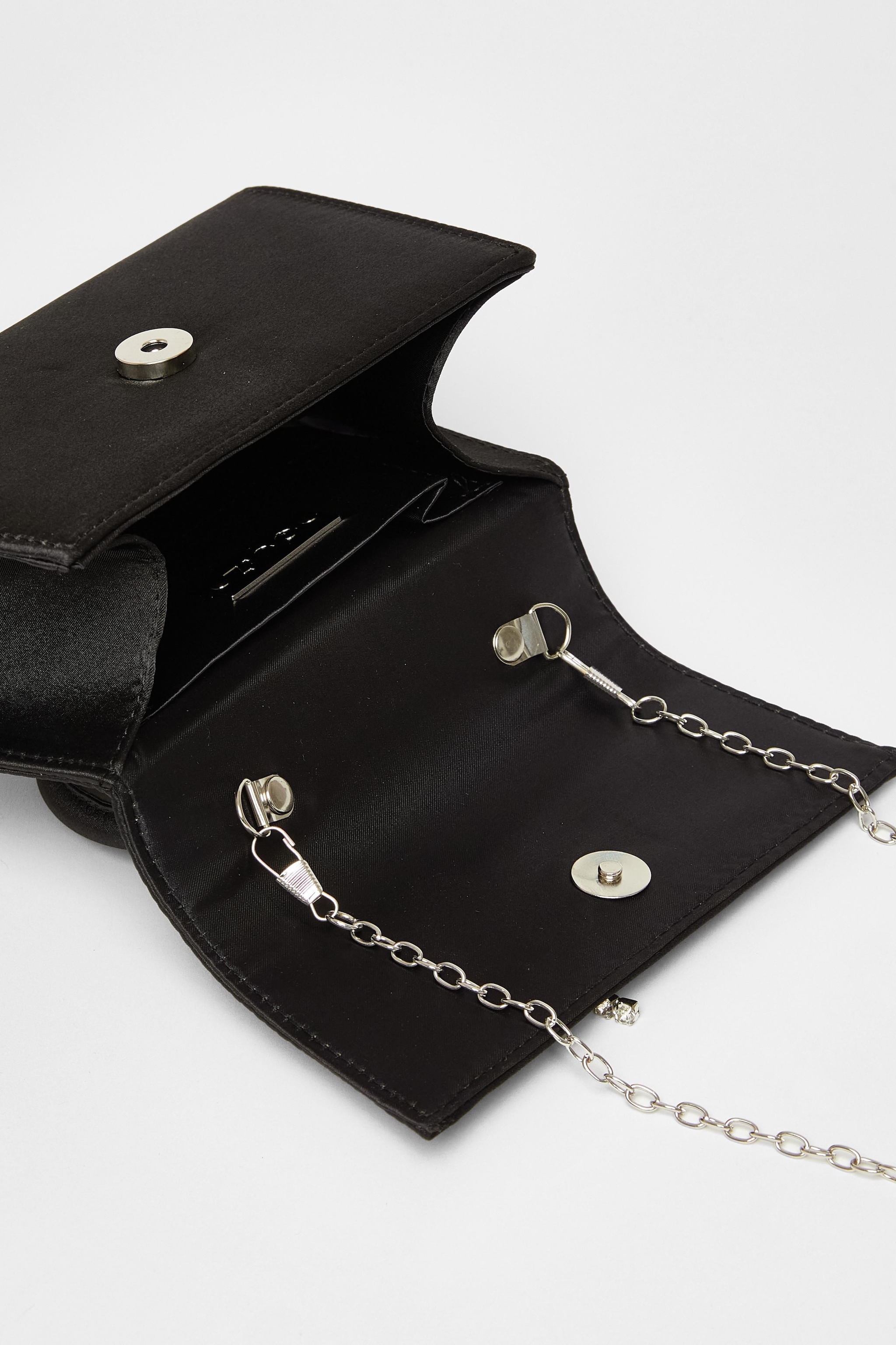 Quiz Black Diamante Bow Top Handle Bag image 2