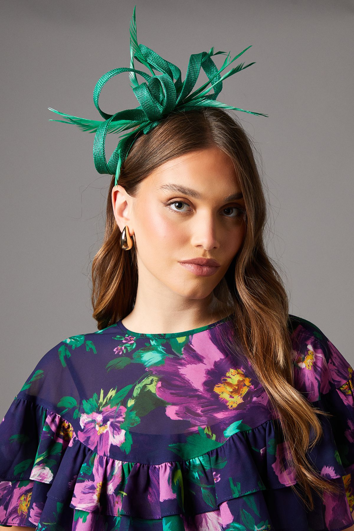 Coast Loop And Feather Headband Fascinator Green image 1