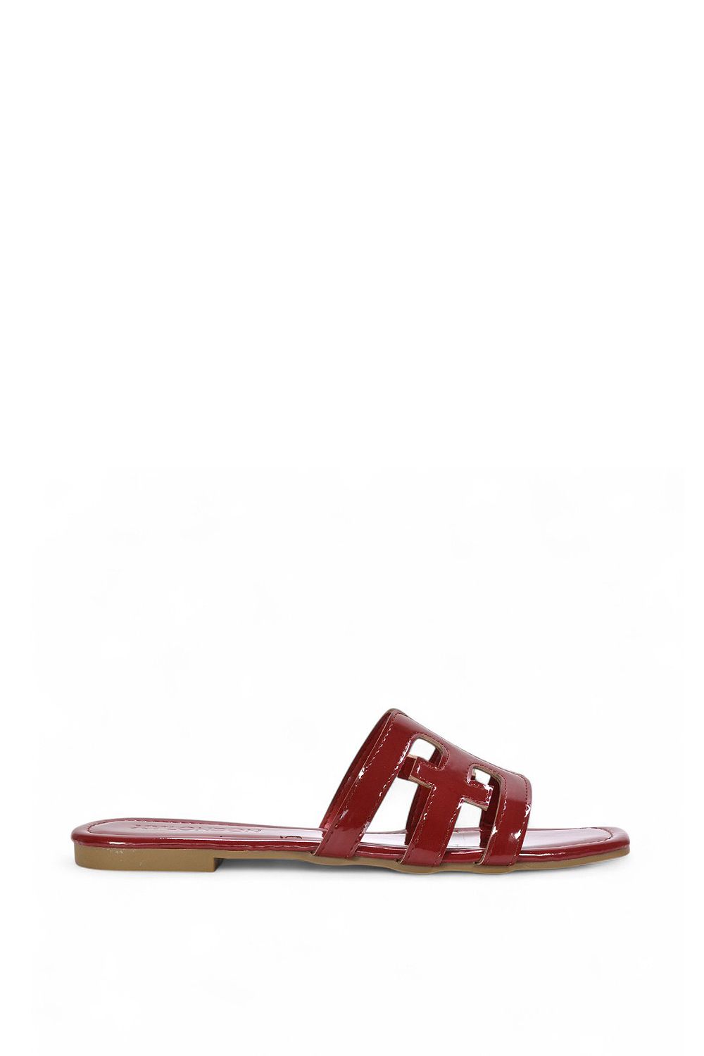 XY London 'Ellie' Square Toe Cut Out Strap Flat Sandal Slides image 1