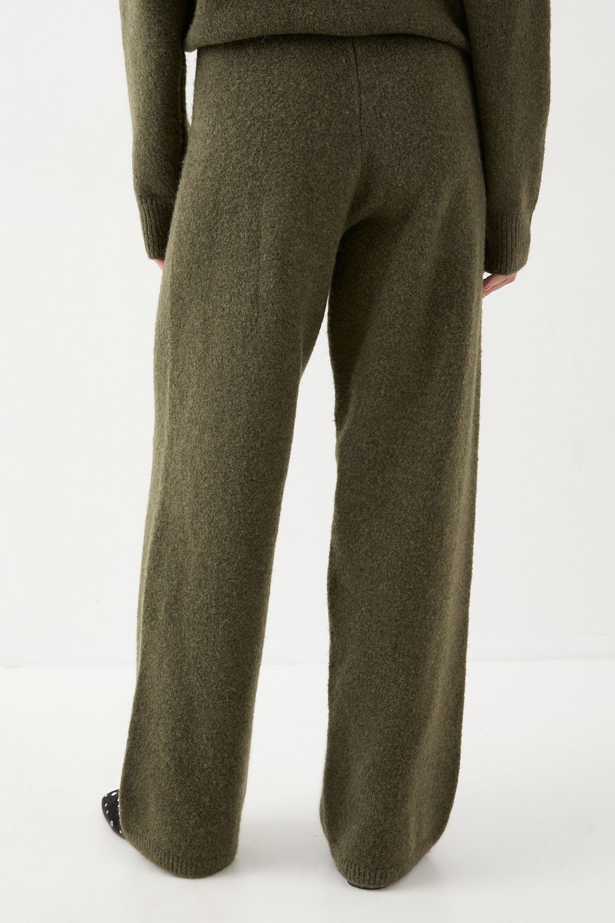 MissPap Knitted Wide Leg Trousers Khaki image 3