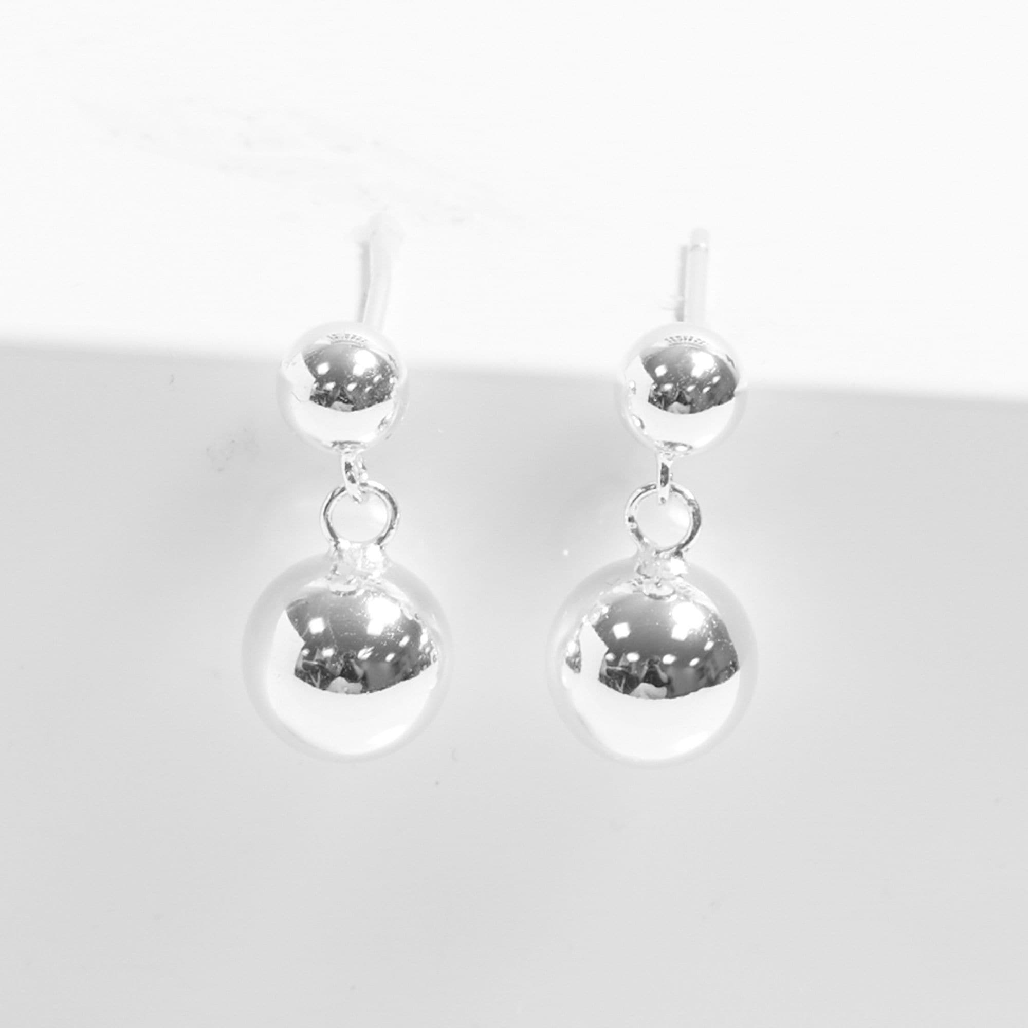 Simply Silver Sterling Silver 925 Polished Orb Double Drop Stud Earrings image 2