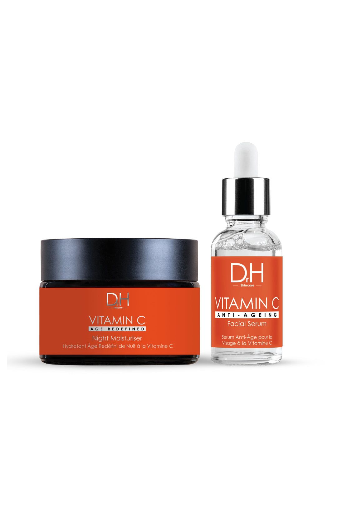 Dr H Anti-Ageing Vitamin C Facial Serum 30ml + Vitamin C Anti-Ageing Night Moisturiser 60ml image 1