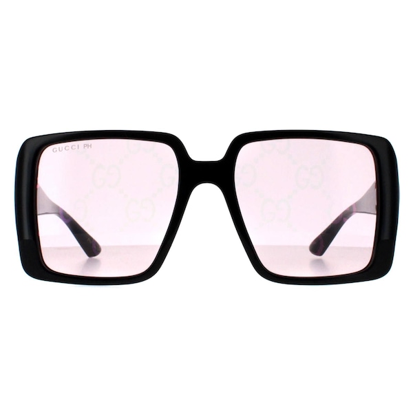 Gucci Square Black with Gold Dusky Pink w Logo Mirror Photochromic GG1692S