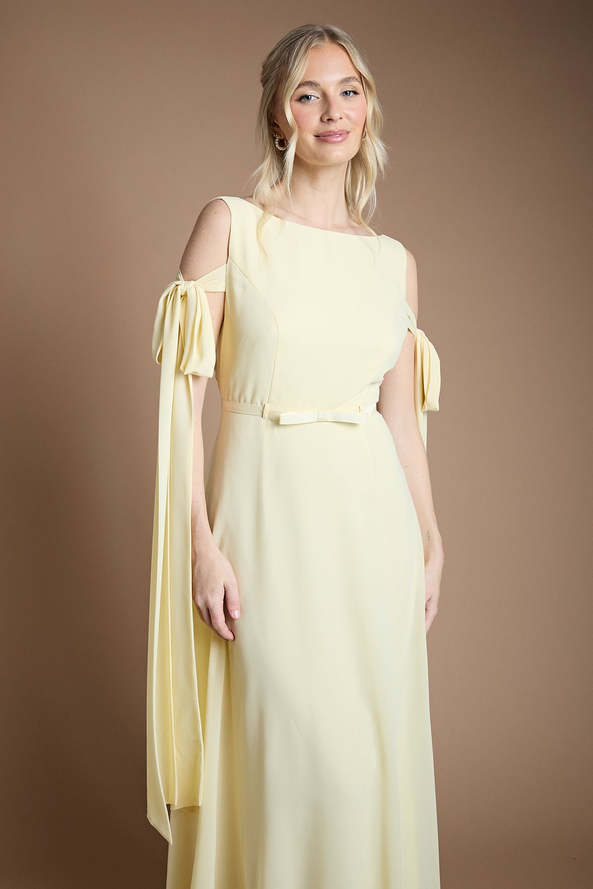 Coast Bow Sleeve Chiffon Bridesmaid Maxi Dress Lemon image 2