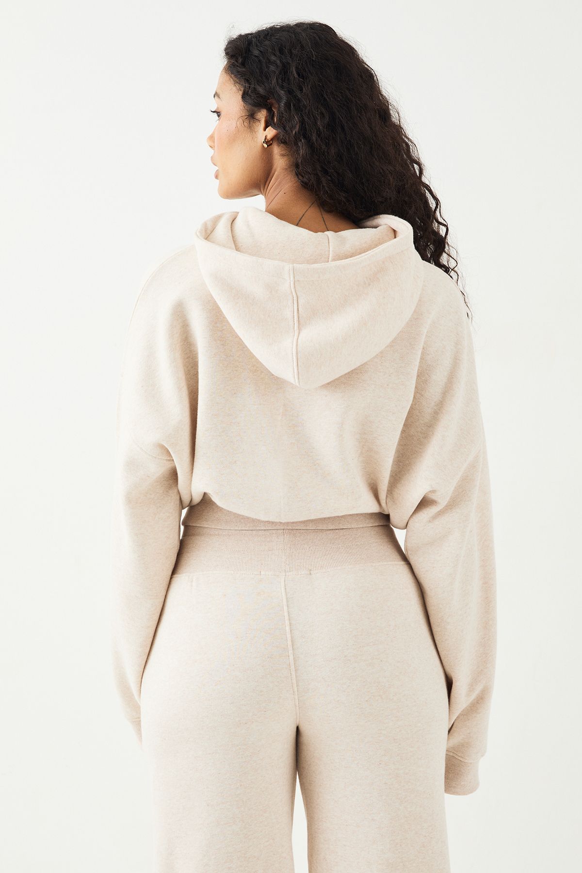 DSGN Studio DSGN Studio Boxy Crop Zip Through Hoodie Oatmeal image 2