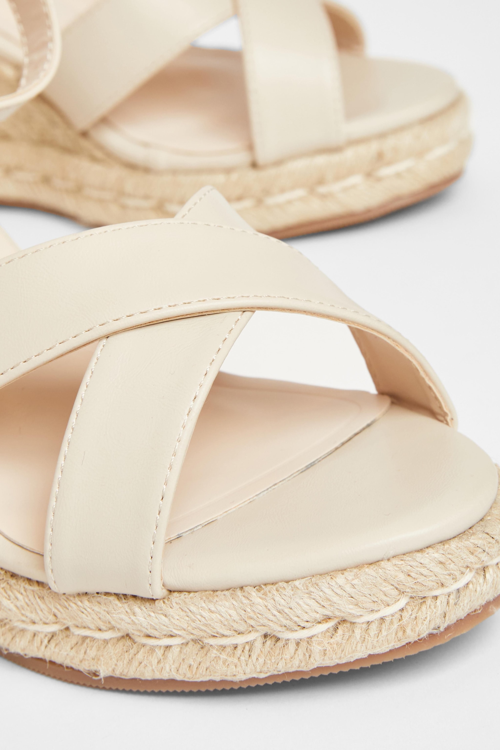 Quiz Nude Wide Fit Faux Leather Wedges image 4