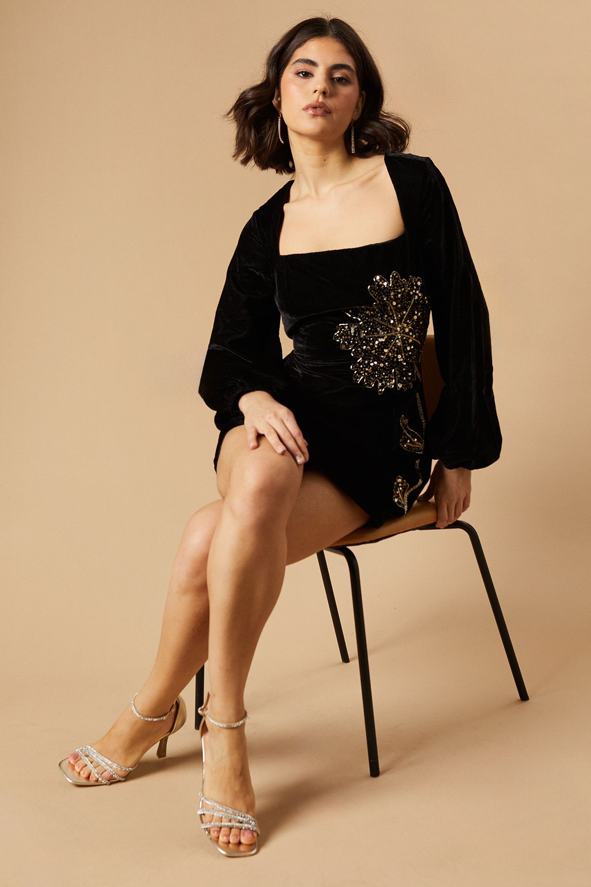 Oasis Magnolia Diamante Strappy High Heel Sandals Gold image 2