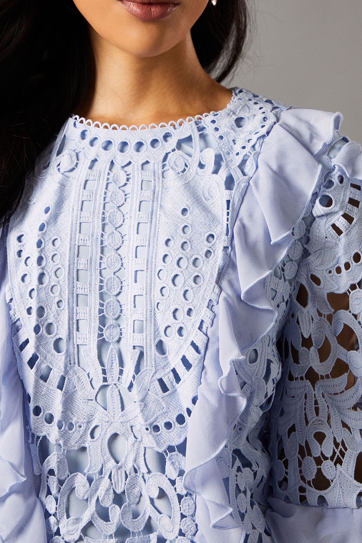 Coast Lace Frill Sleeve Top Powder Blue image 5