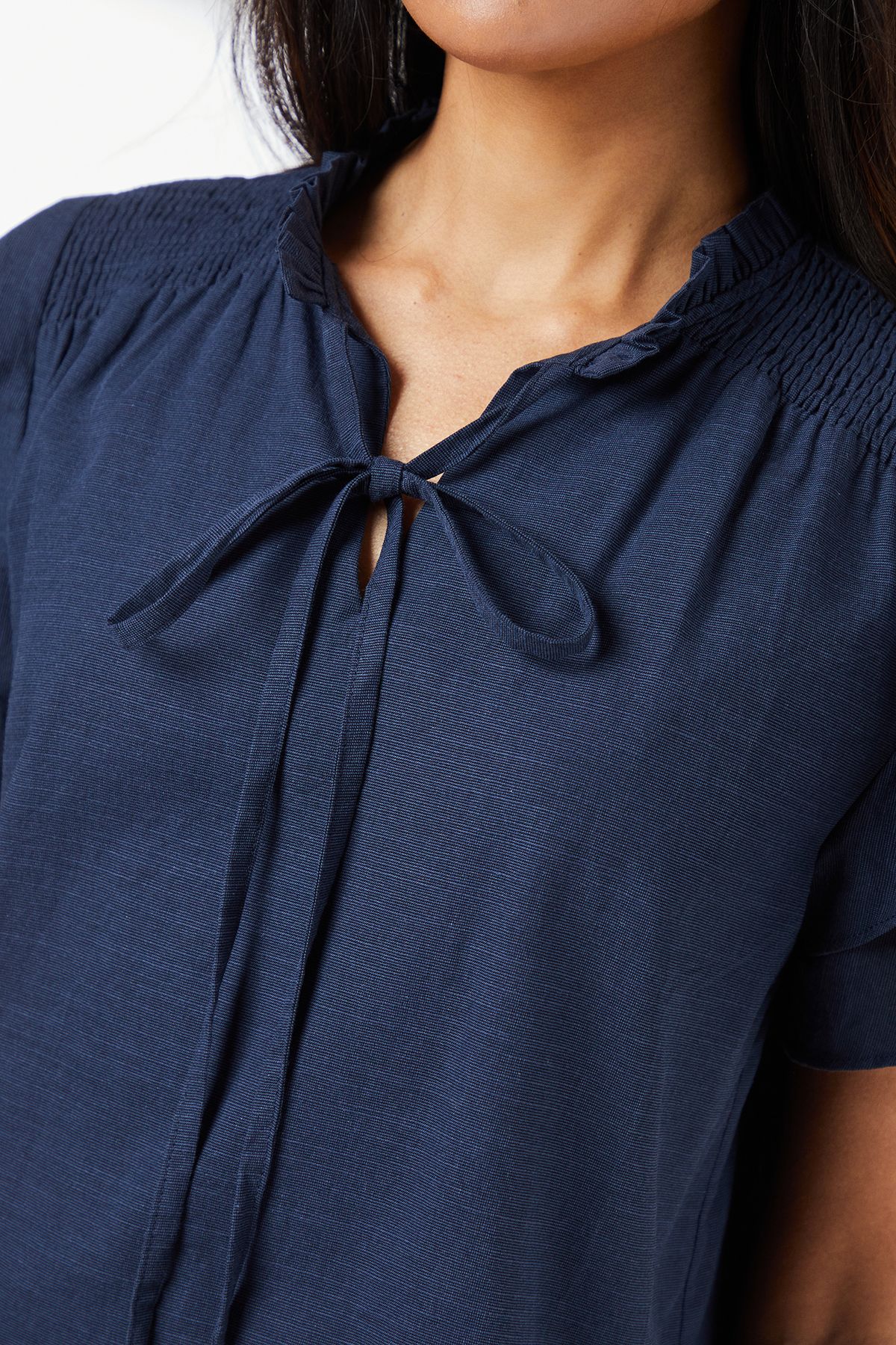 Principles Navy Bubble Hem Flute Sleeve Top Navy image 5