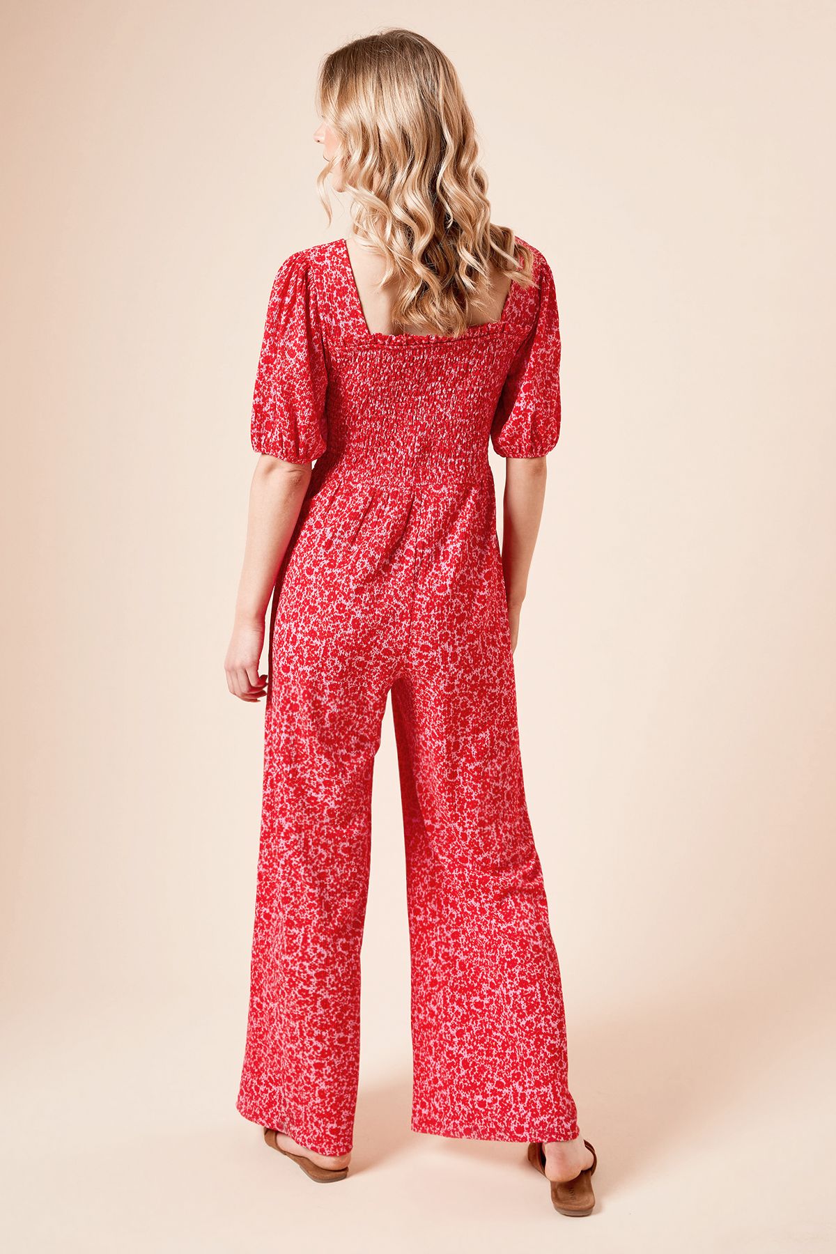 Dorothy Perkins Red Ditsy Shirred Bodice Puff Sleeve Jersey Bodysuit Red image 3