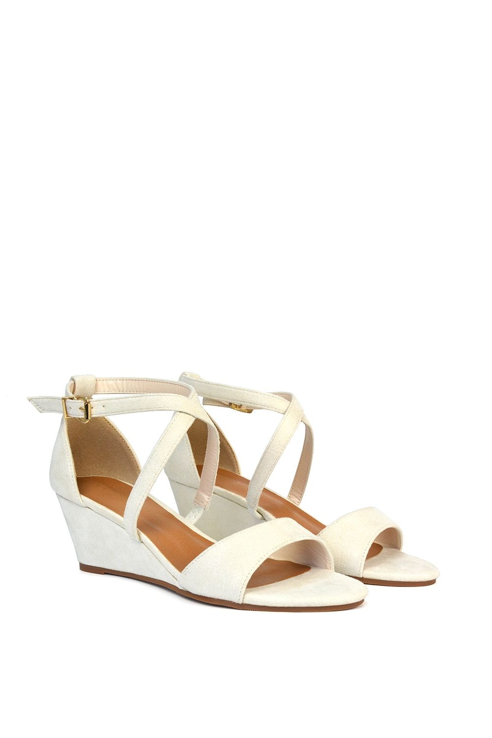 XY London 'Kylie' Strappy Mid Wedge Heel Shoes With Ankle Strap image 3