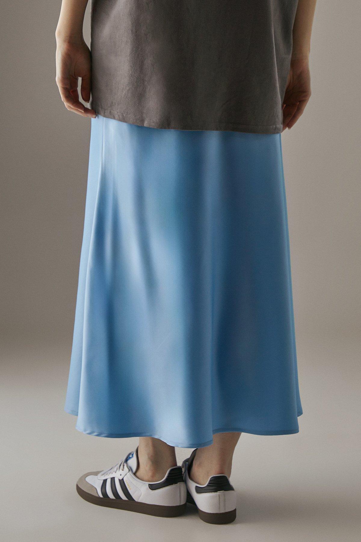 Warehouse Satin Bias Midi Skirt Blue image 3