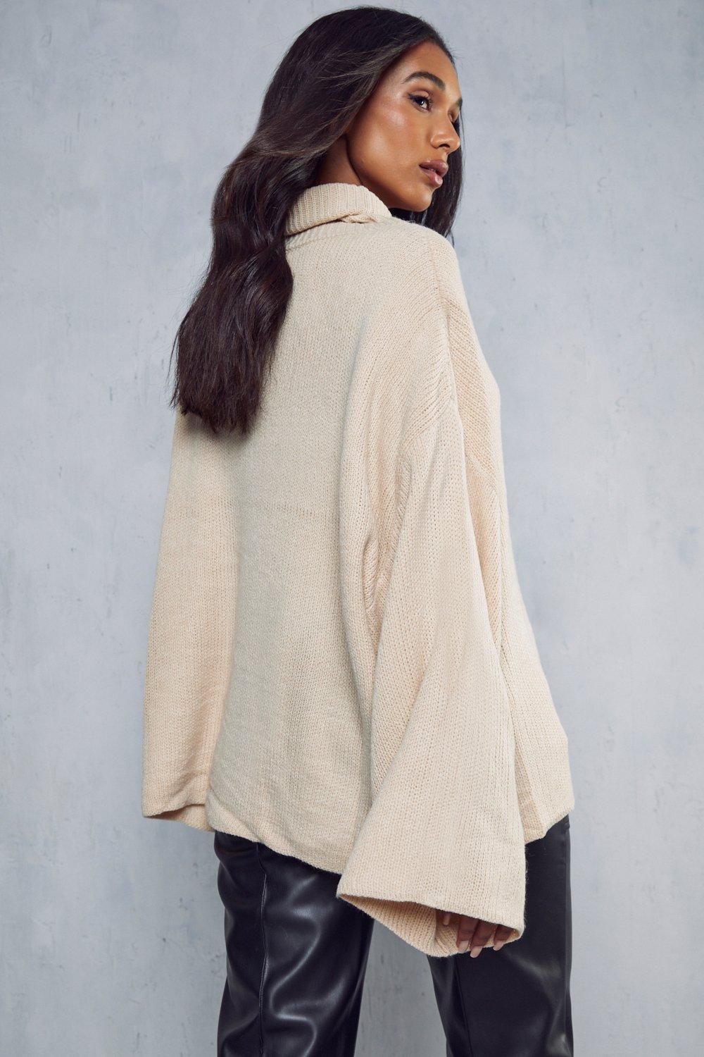MissPap Oversized Turtle Neck Jumper Stone image 3
